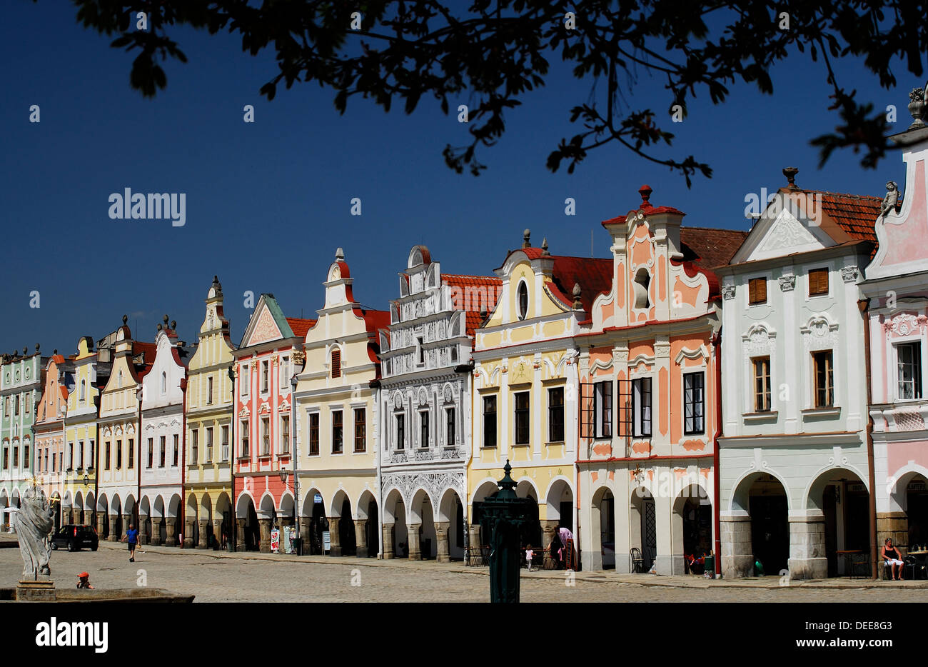 Market square of Telc, Moravia, Czech Republic Stock Photo