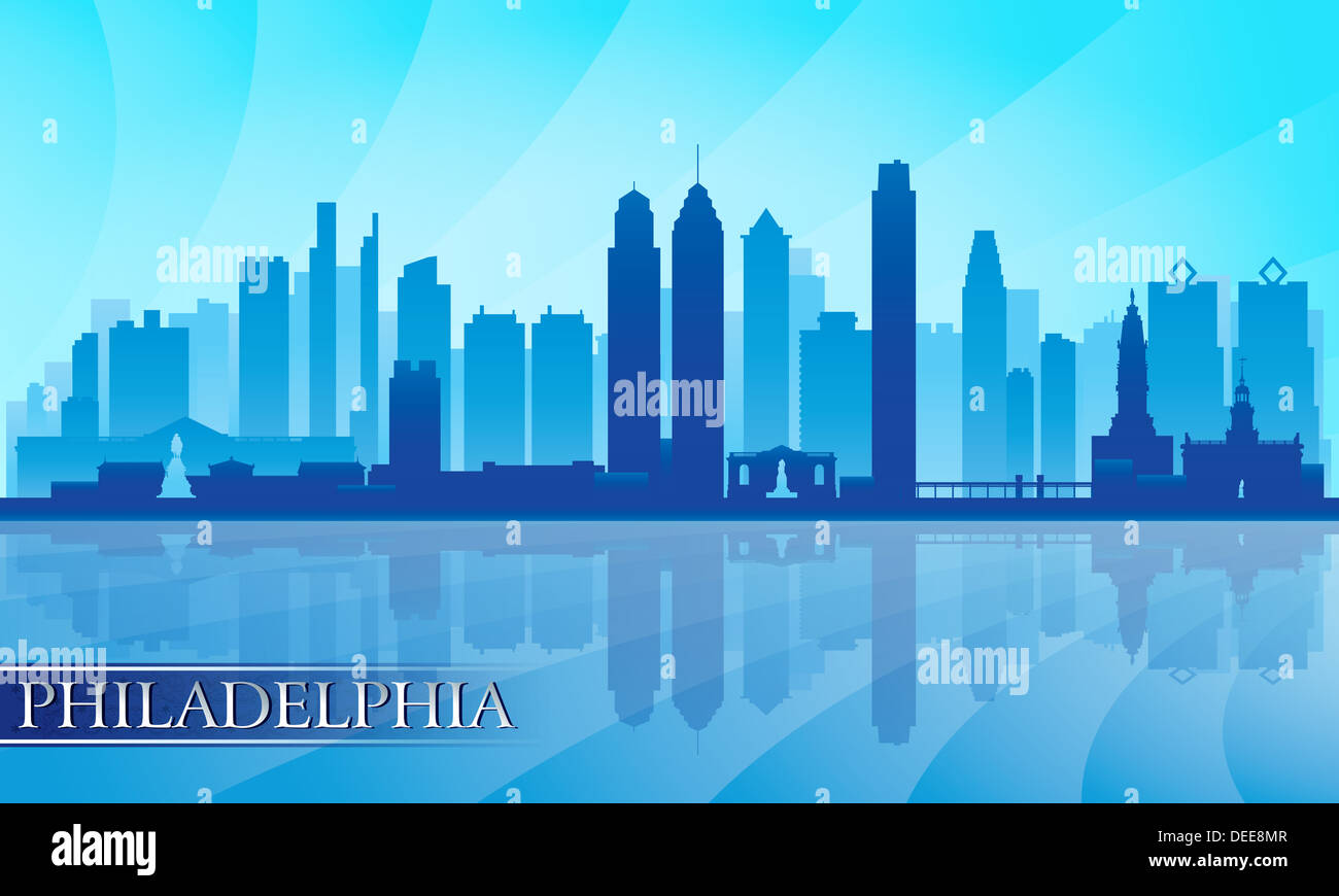 Philadelphia city skyline silhouette background Stock Photo