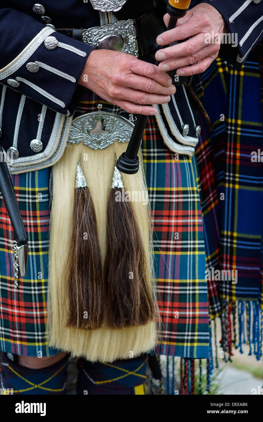 Scottish bagpiper with kilt and sporran Stock Photo