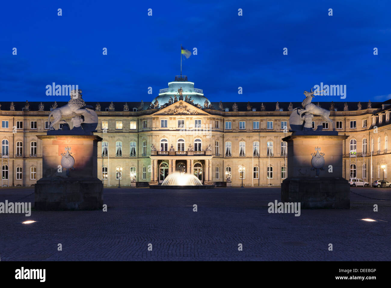 Neues Schloss castle at Schlossplatz Square, Stuttgart, Baden Wurttemberg, Germany, Europe Stock Photo