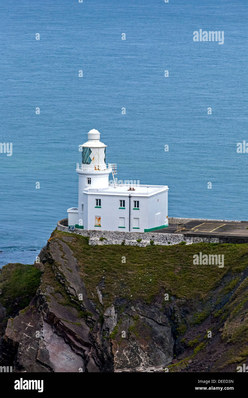 The Lighthouse at Hartland Point in Devon Stock Photo