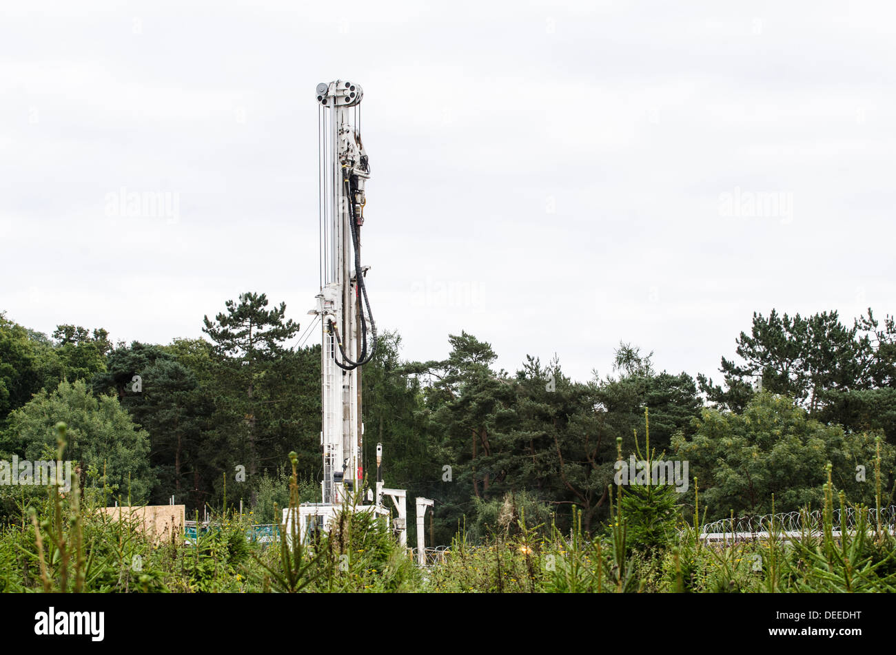 12th September 2013. Balcombe drilling rig for shale gas fracking during anti-fracking protests, West Sussex, England, UK Stock Photo