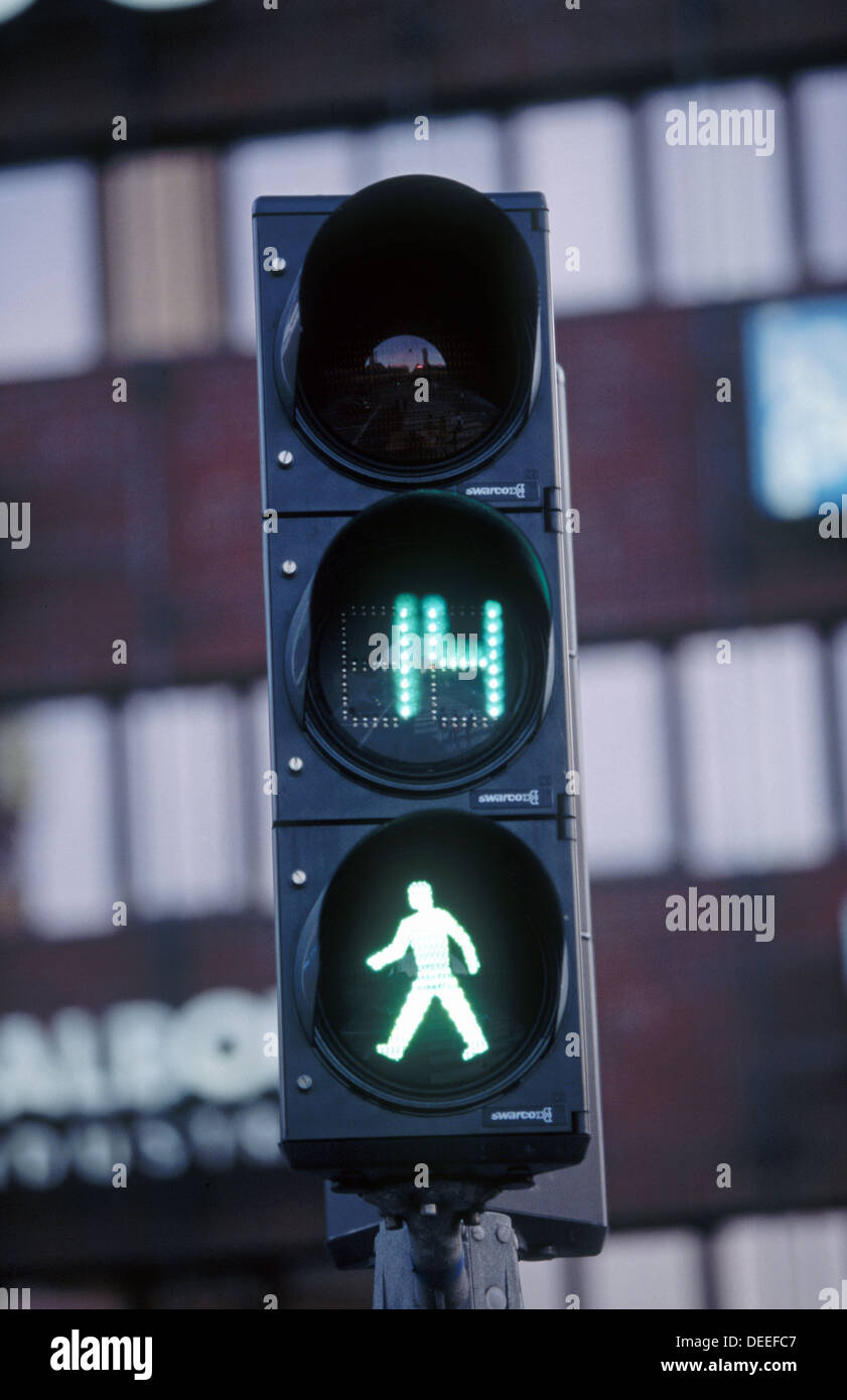Crosswalk with countdown in second from to green light. Copenhagen. Denmark Stock Photo - Alamy