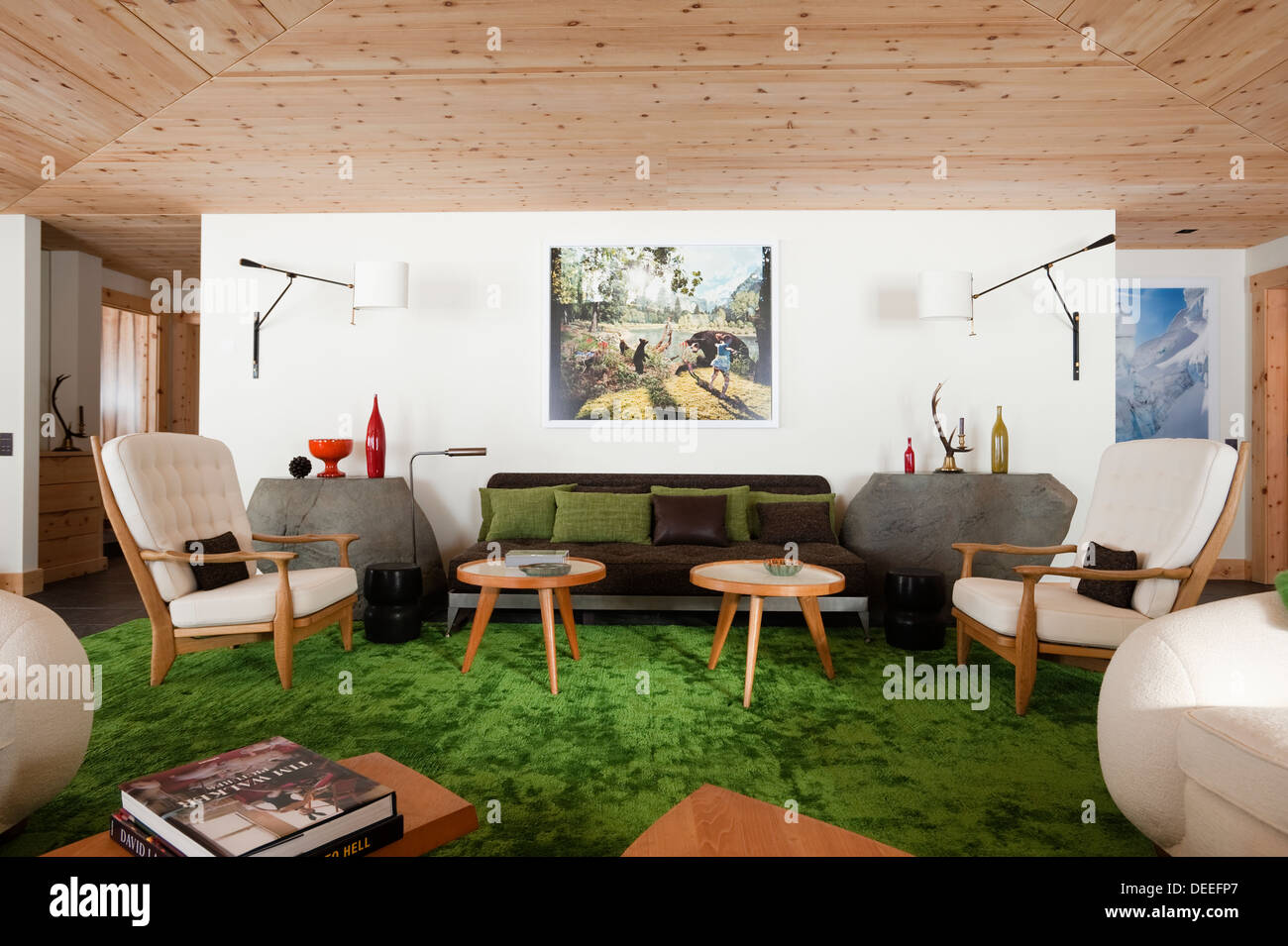 Chalet in Gstaad with interior design by Tino Zervudachi Stock Photo ...