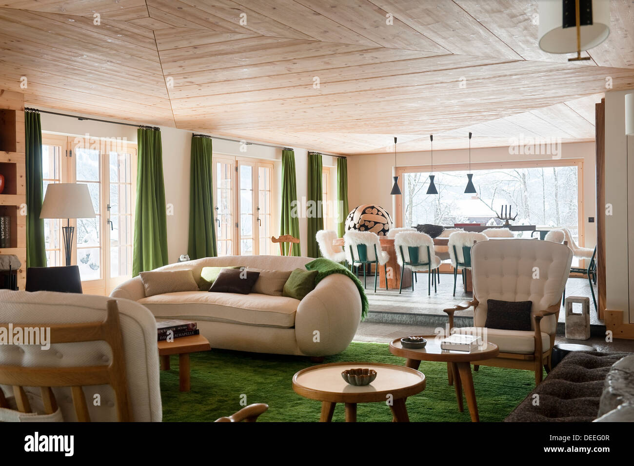 Chalet in Gstaad with interior design by Tino Zervudachi Stock Photo ...