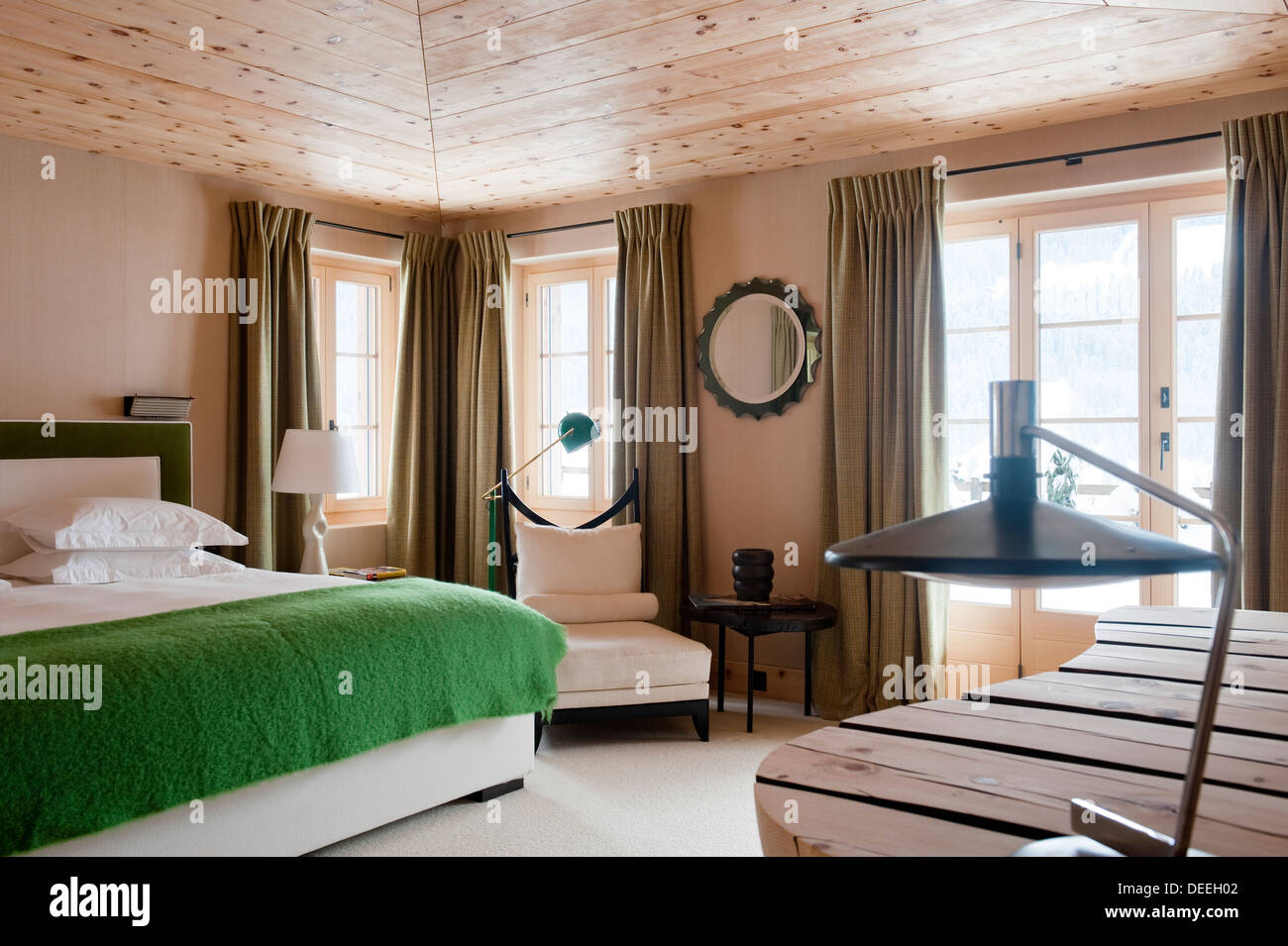 Chalet in Gstaad with interior design by Tino Zervudachi Stock Photo ...