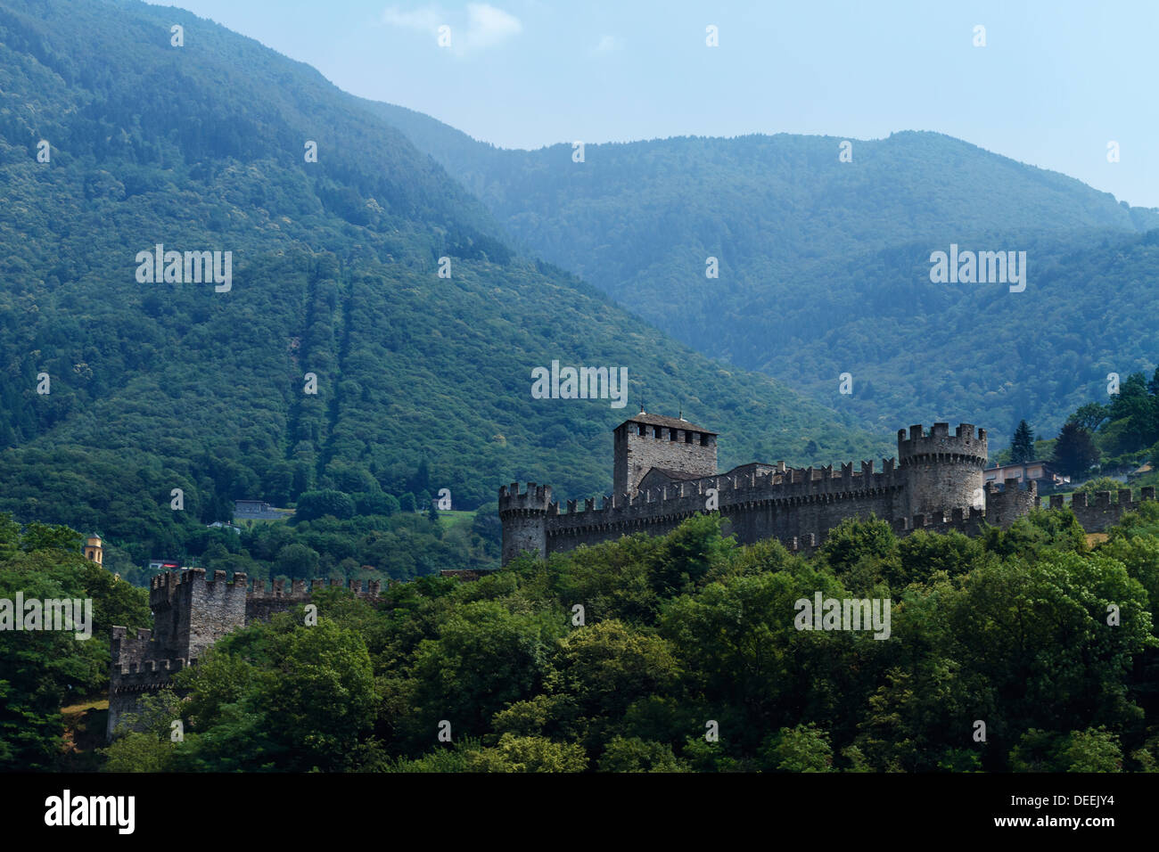 Sasso Corbaro Castle, Bellinzona, Ticino, Switzerland. Stock Photo