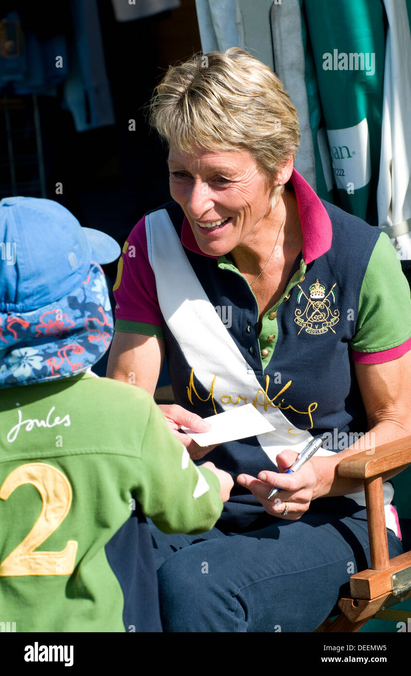 mary king signing autographs at blenheim palace horse trials, oxfordshire, england Stock Photo