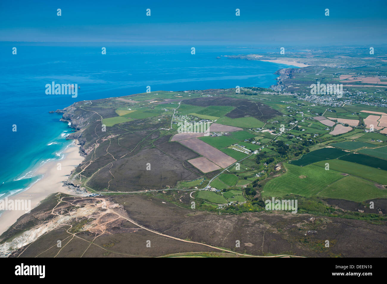 North coast of Cornwall looking towards Newquay, Cornwall, England, United Kingdom, Europe Stock Photo