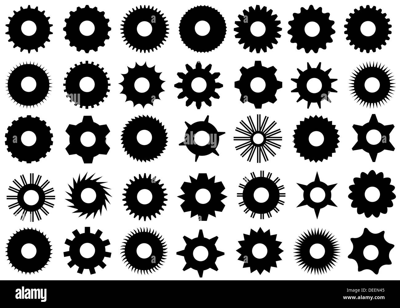 Different Gear Shapes Isolated on white Stock Photo Alamy