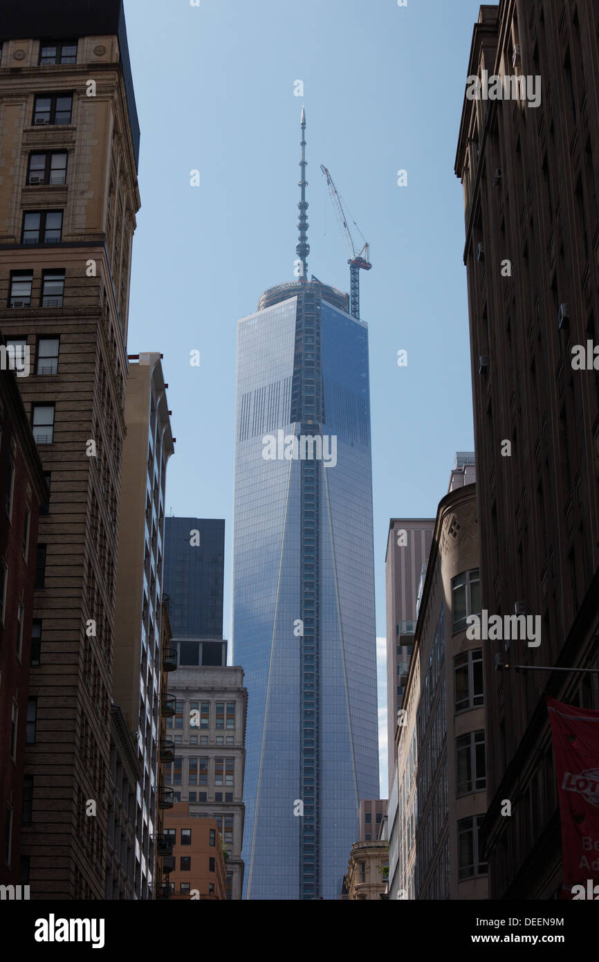 The Freedom tower under construction in June 2013 in New York City, USA. Stock Photo