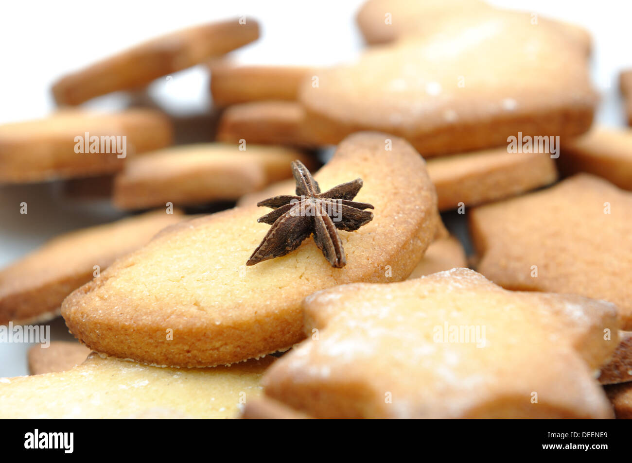 close on anise on homemade cookies preparing for Christmas Stock Photo