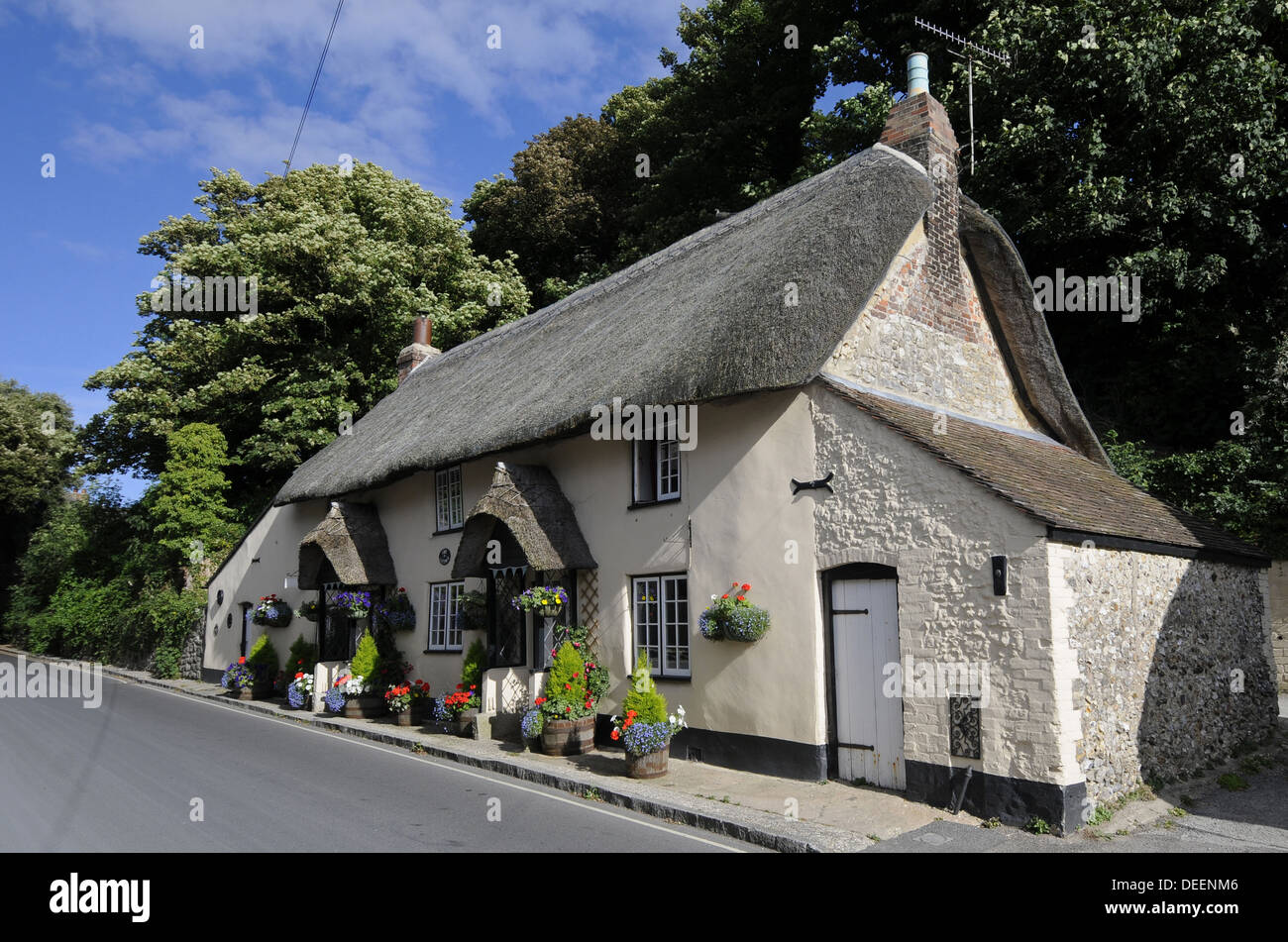 Thatched Cottages West Lulworth Isle of Purbeck Jurassic Coast Dorset England Stock Photo
