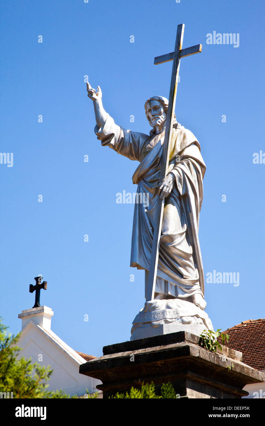 Low angle view of a statue of Jesus Christ at Bishop's Palace, Altinho, Panaji, Goa, India Stock Photo