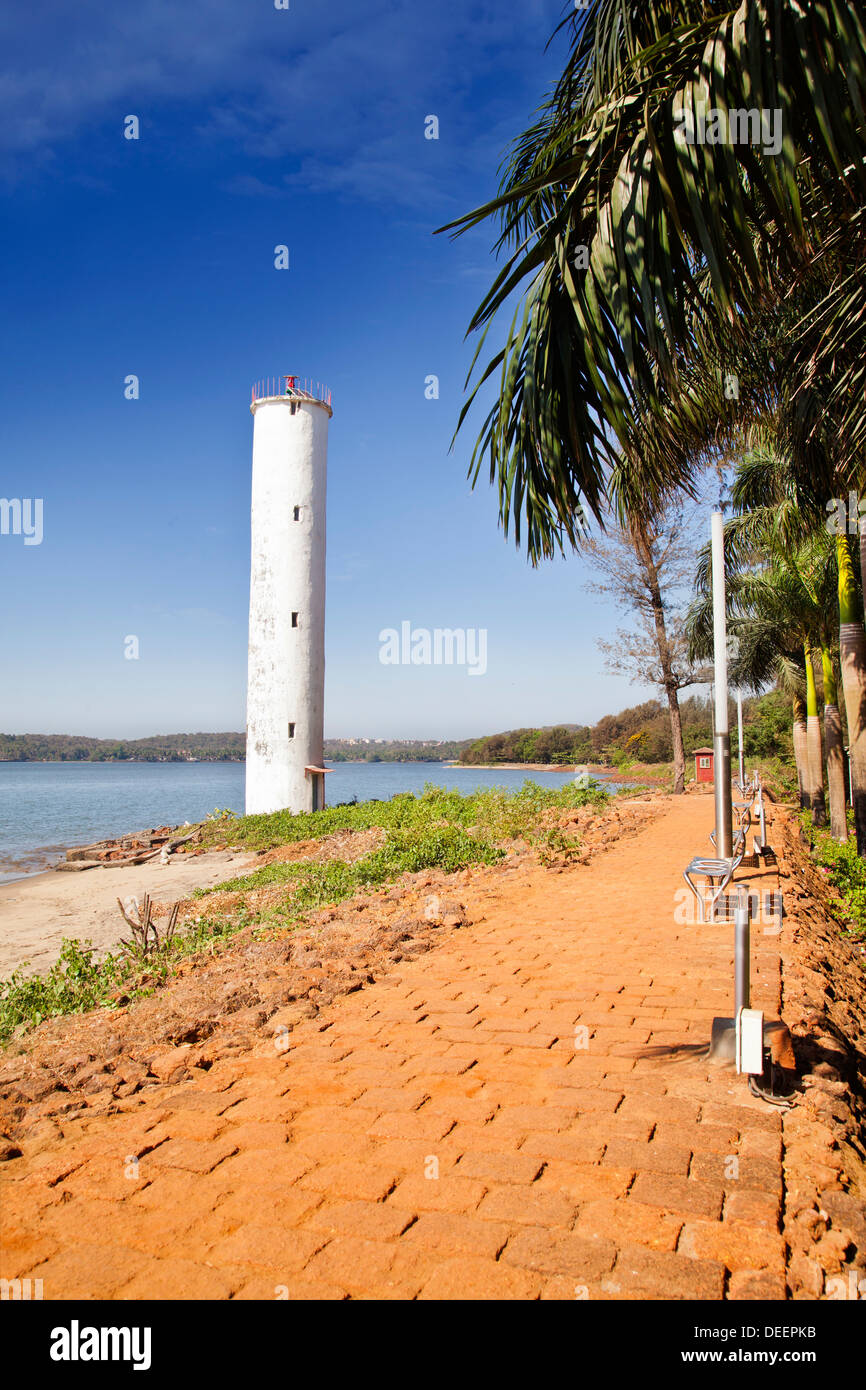 Lighthouse on the beach, Panaji, Goa, India Stock Photo