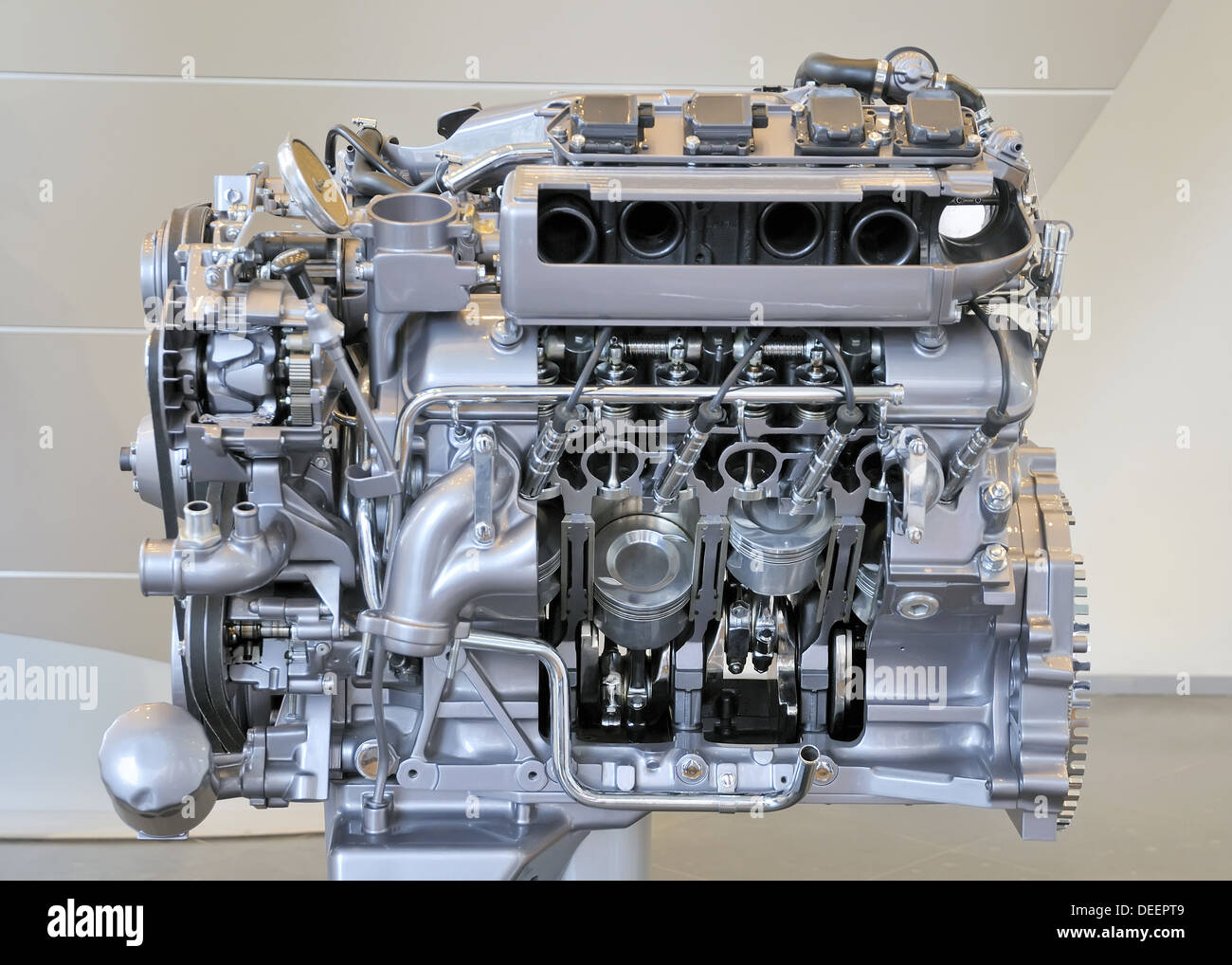 side view of a big, new and shiny car engine Stock Photo Alamy