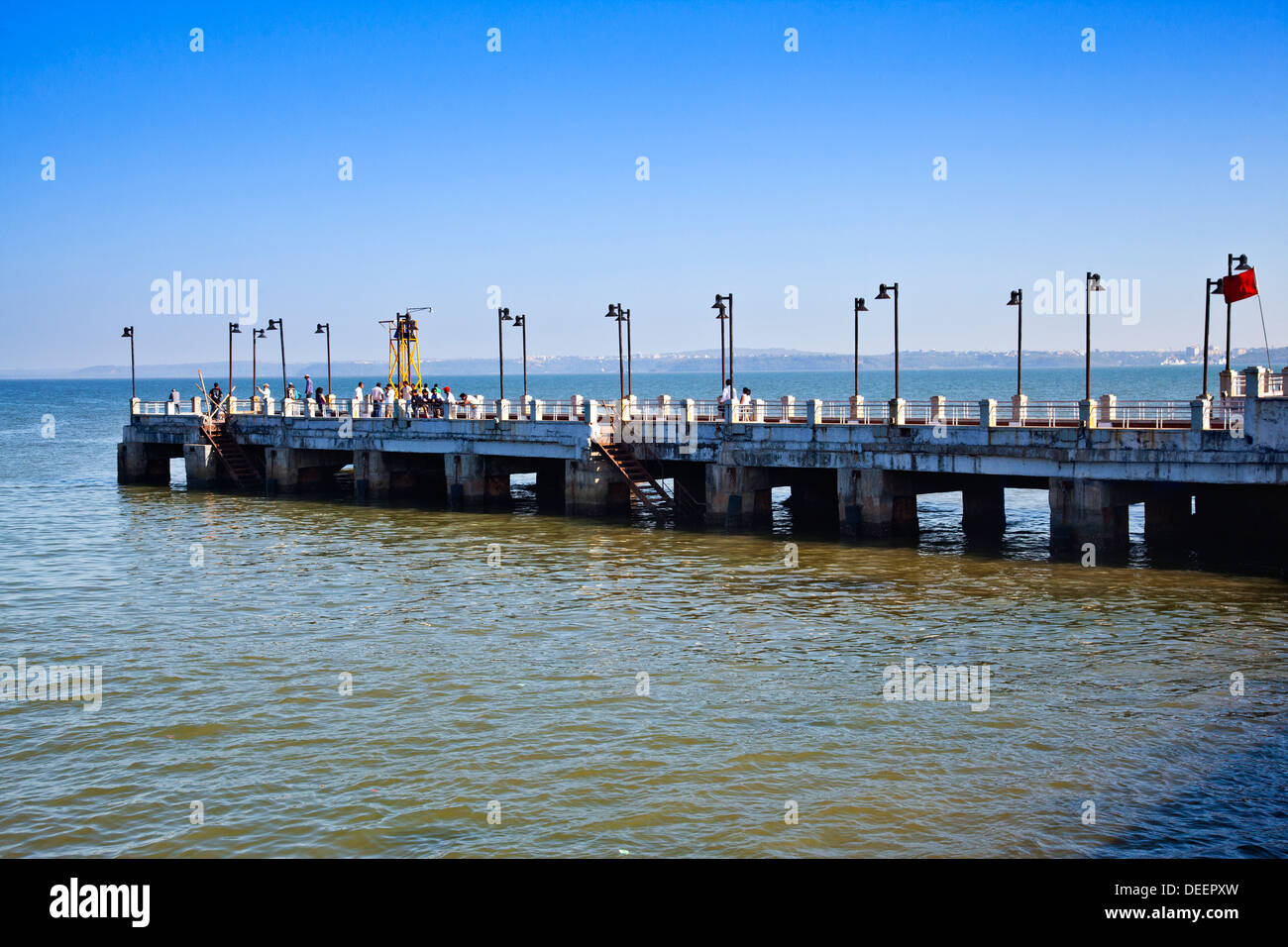 Pier in the sea, Dona Paula Beach, Panaji, Goa, India Stock Photo