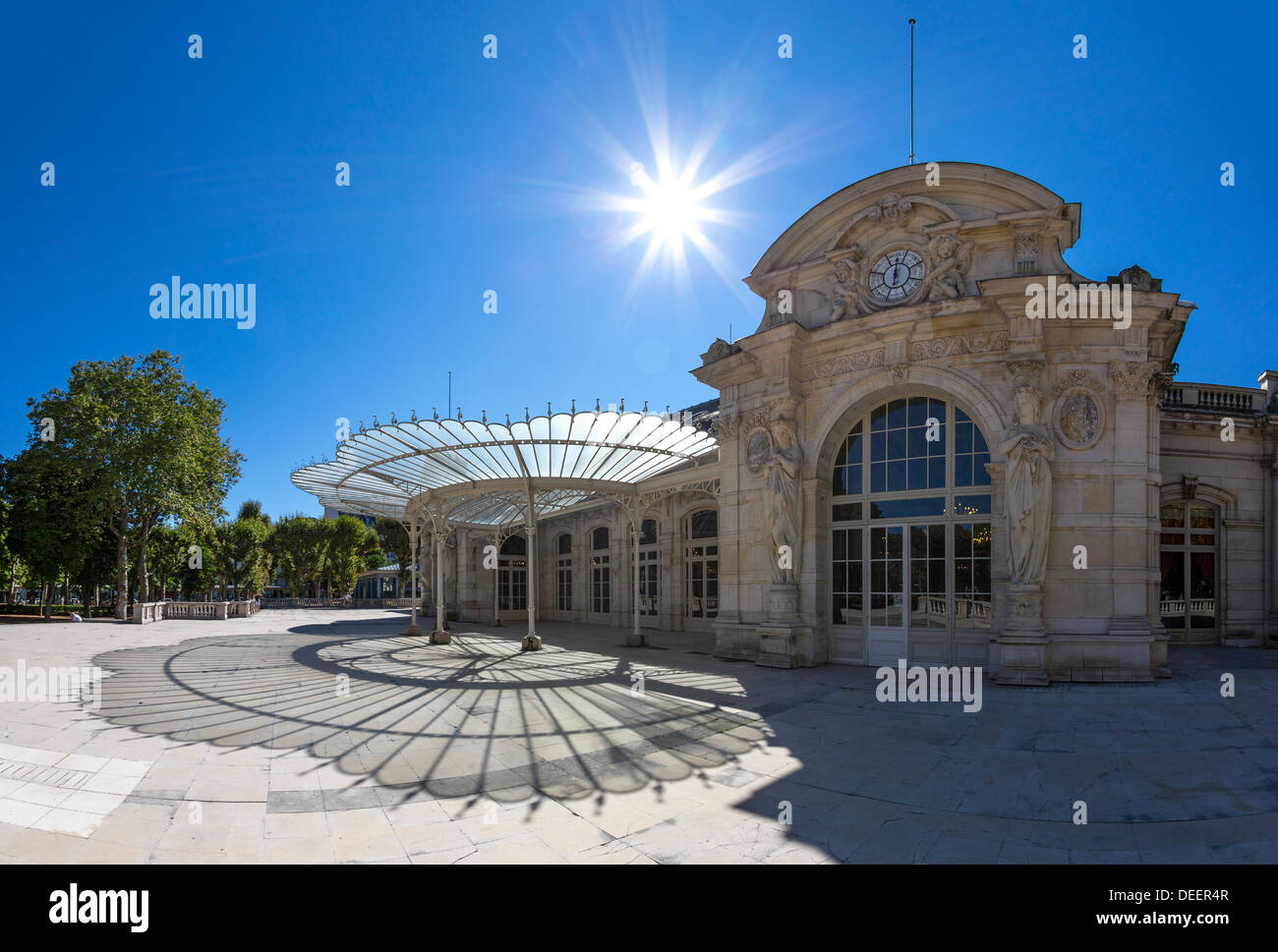 The Vichy Opera glass canopy (Palace of Congress) in summer (Vichy - Allier - Auvergne - France).  La Belle Epoque... Stock Photo