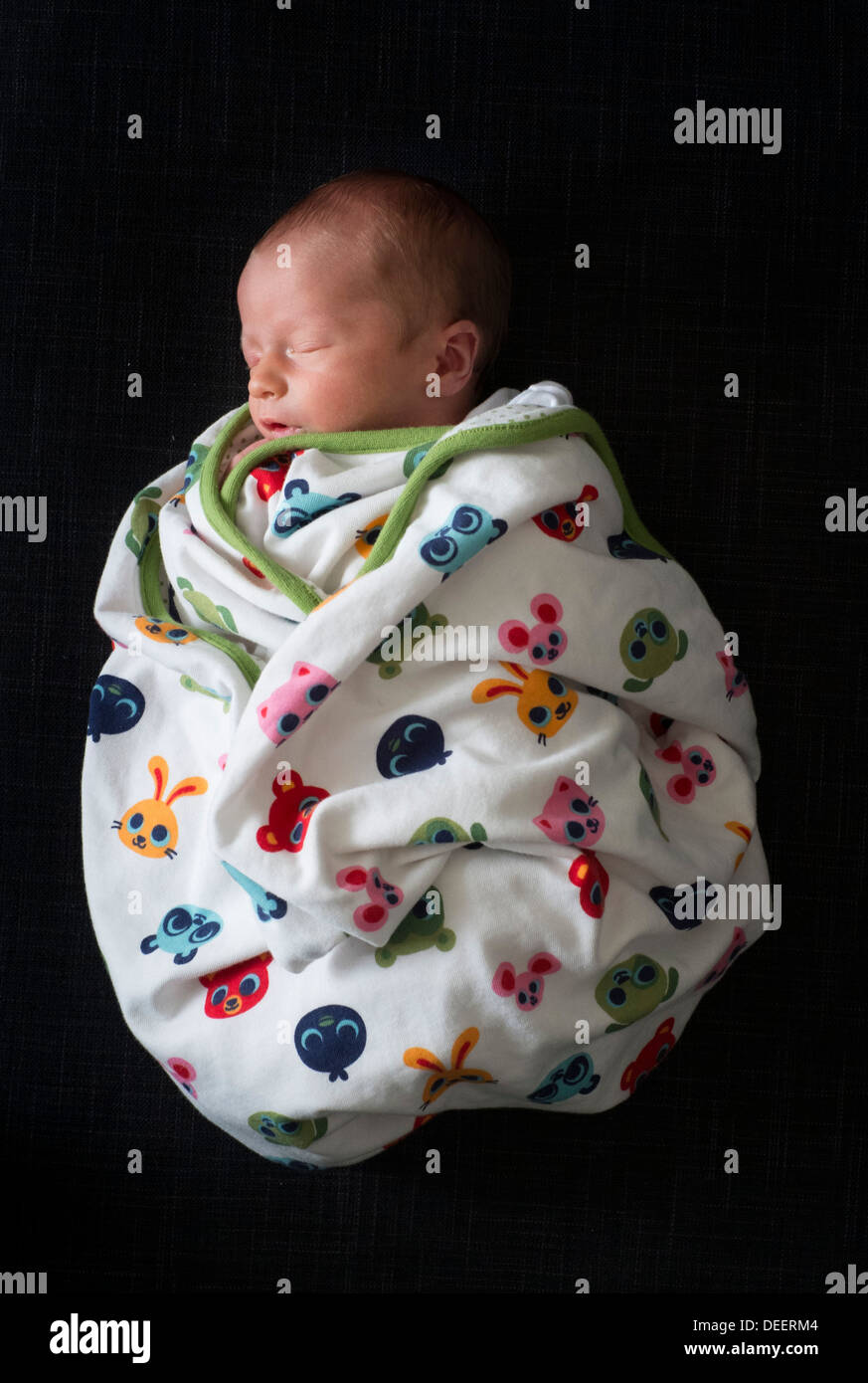 A newborn baby boy sleeps Stock Photo Alamy