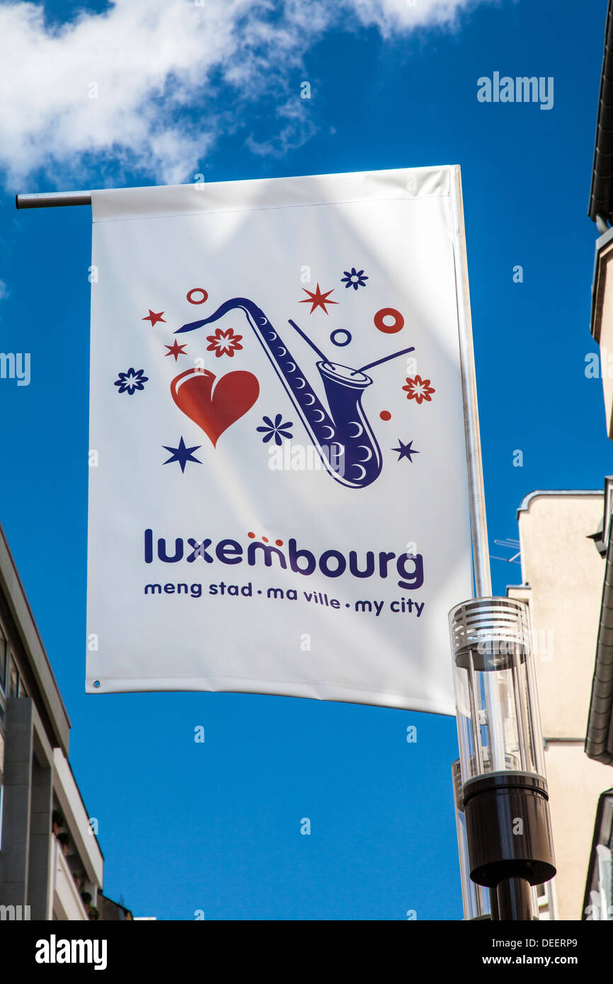 Banner promoting Luxembourg City as a destination for tourism,music and culture. Stock Photo