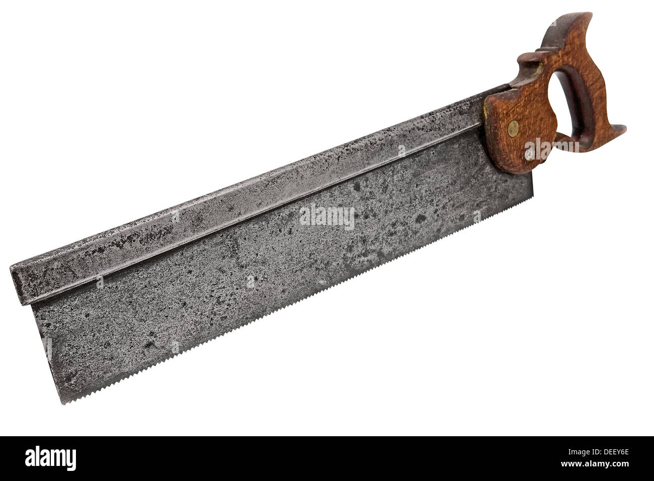 vintage tenon back woodworking saw isolated on white, clipping path Stock Photo