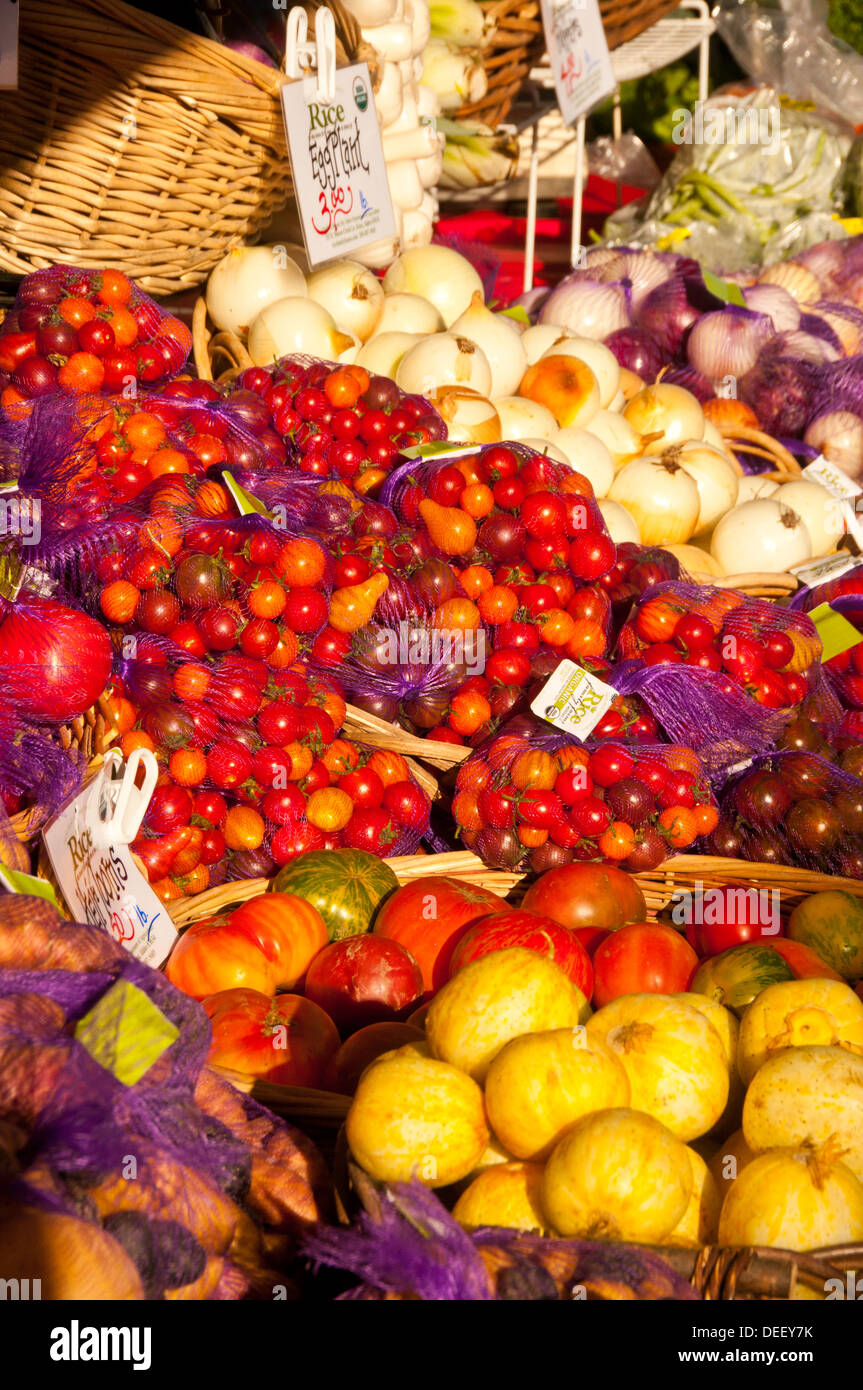 Local grown fruit and vegetables sold at the Farmers Market in downtown