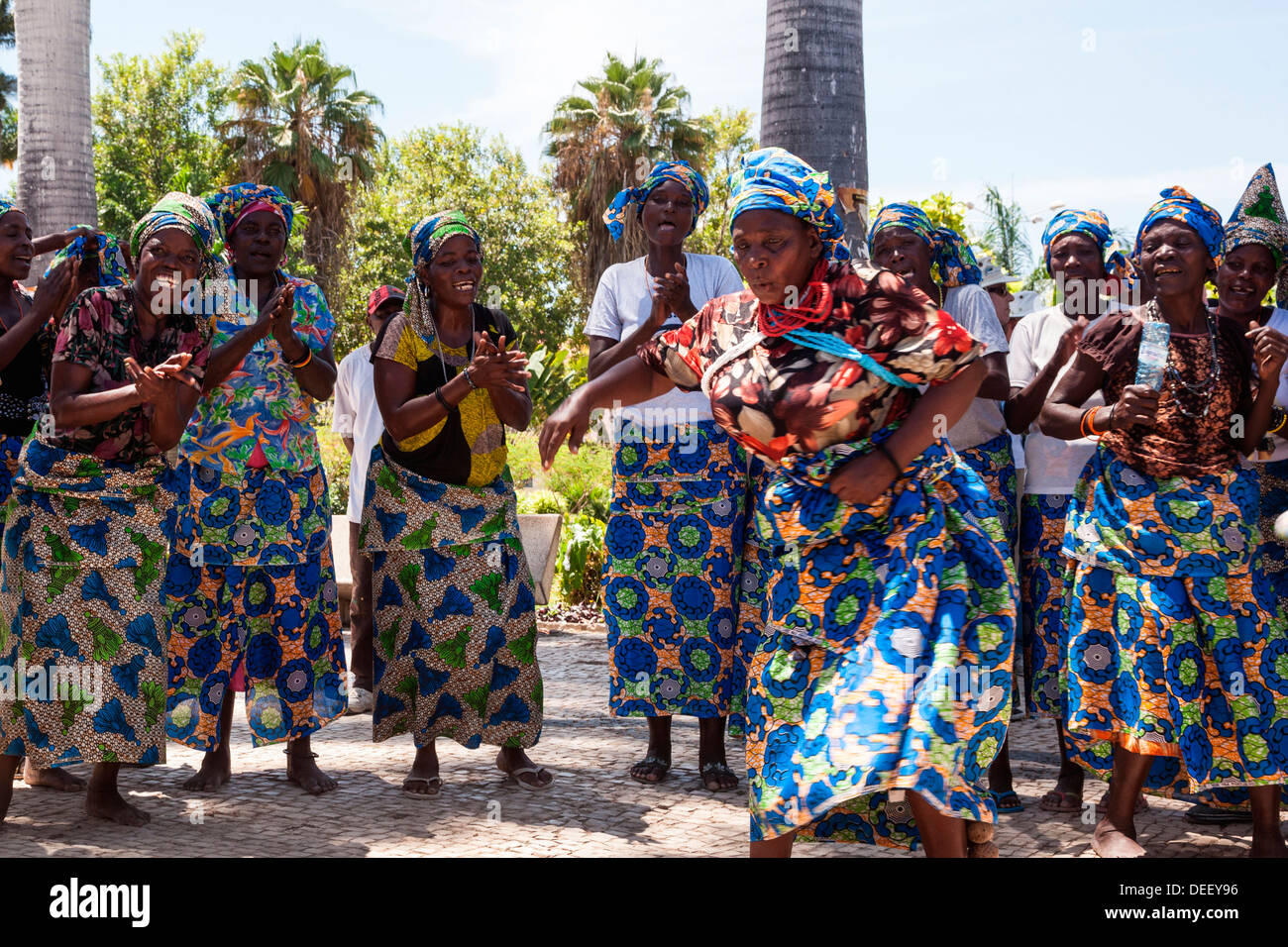 Africa, Angola, Benguela. Women dancing in traditional dress Stock