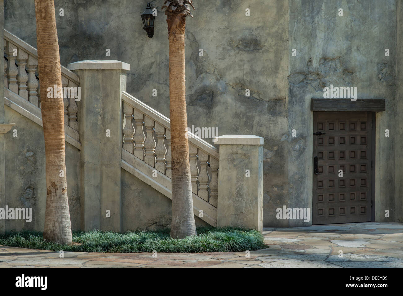 Mediterranean Style Courtyard With Staircase Stock Photo - Alamy
