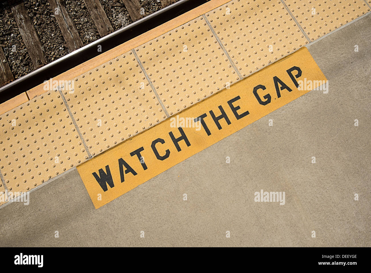 Watch The Gap Warning Stock Photo