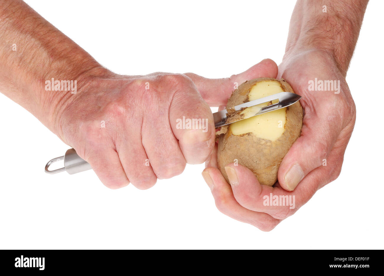 Process peeling potato with knife Royalty Free Vector Image