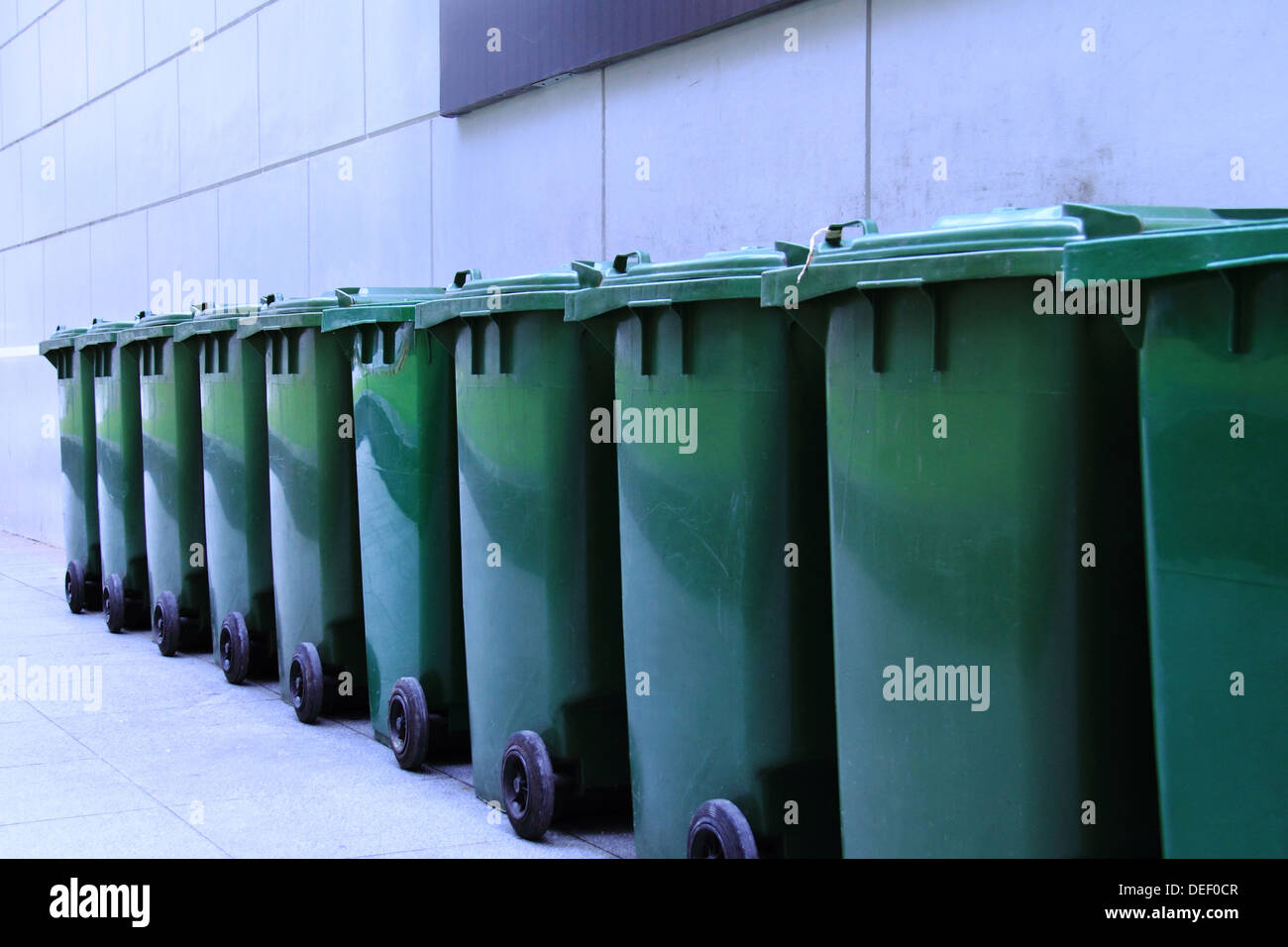 Row green clean rubbish bins hires stock photography and images Alamy