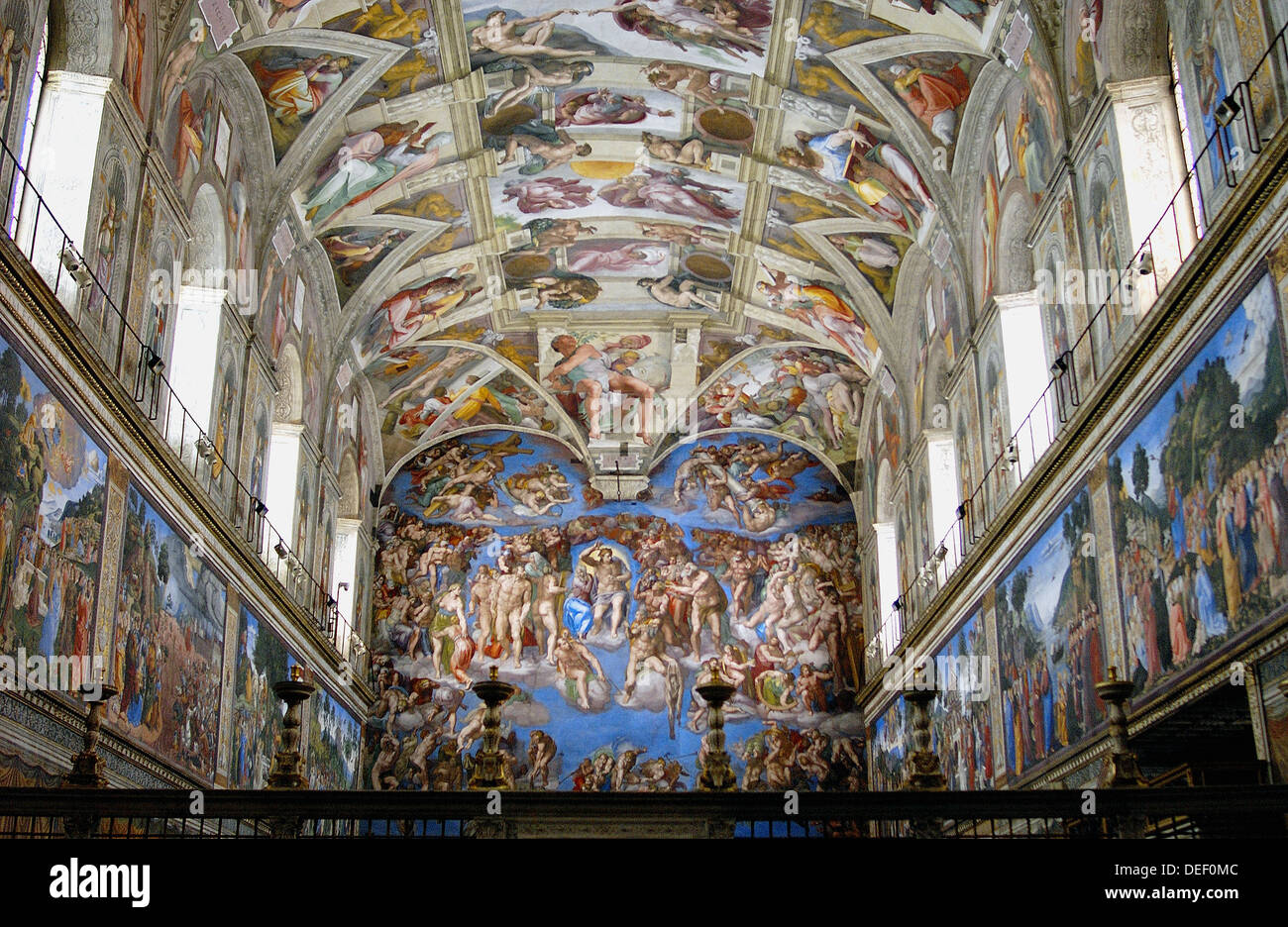 Renaissance frescoes by Michelangelo in the Sistine Chapel, Vatican Palace museums. Vatican City, Rome. Italy Stock Photo