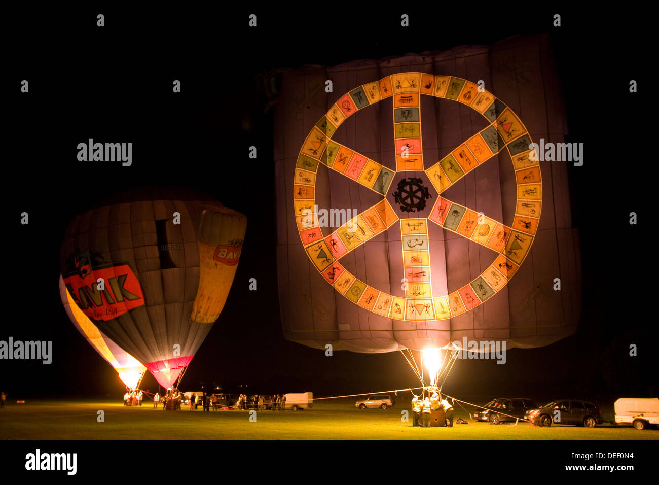 Hot Air Balloon night glow Stock Photo