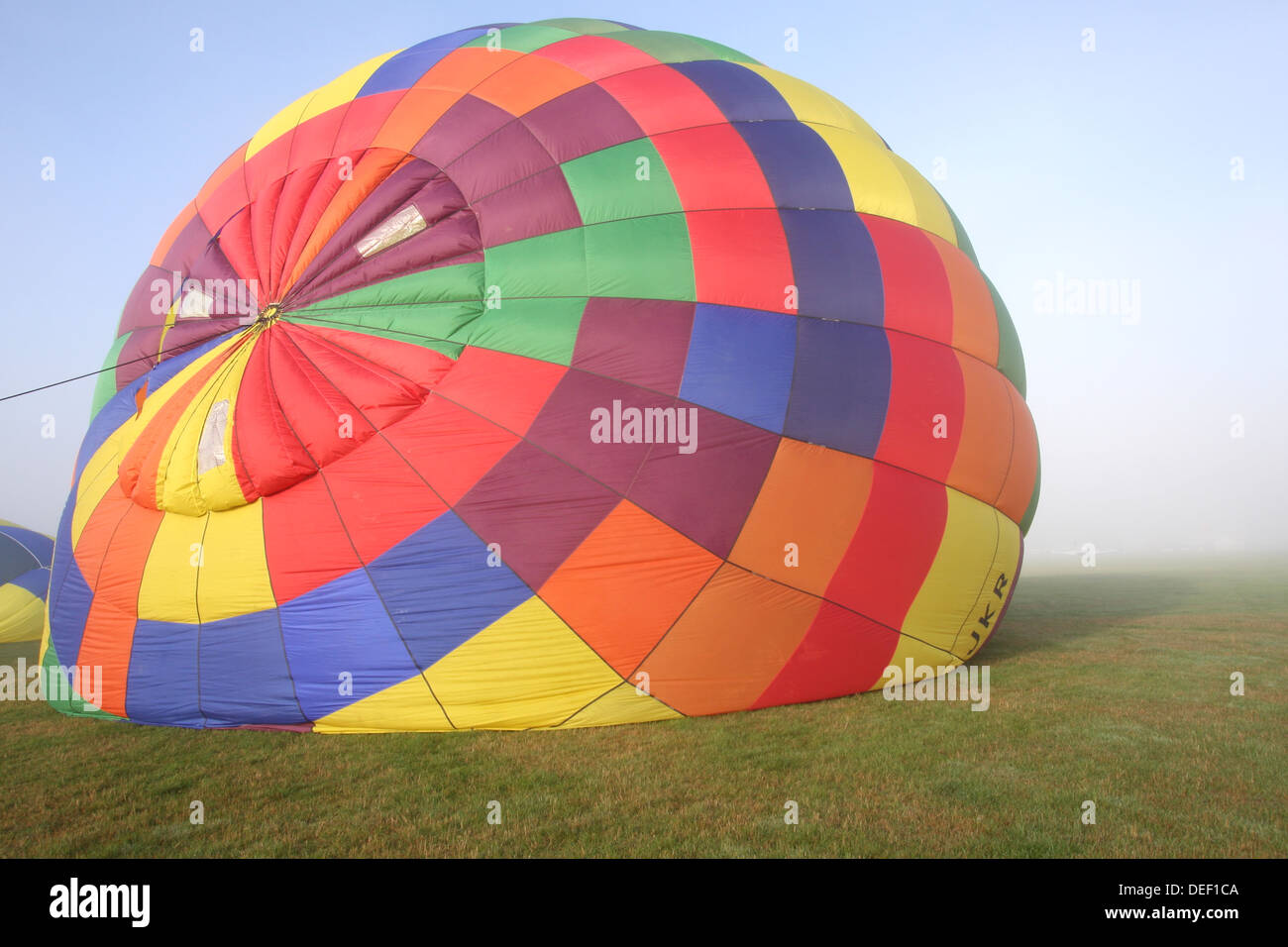 Hot air balloon being inflated Stock Photo - Alamy