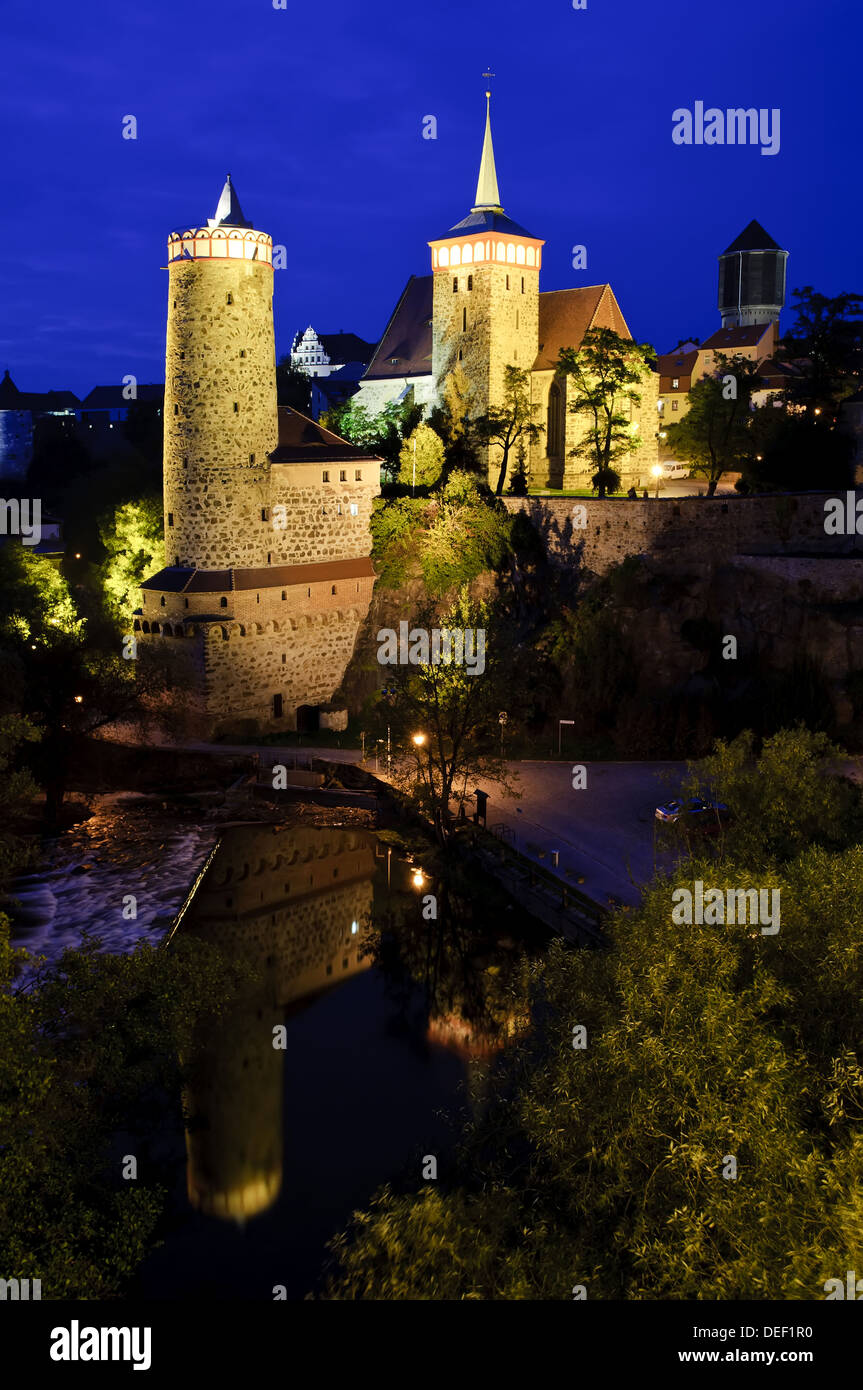 medieval city of Bautzen in Germany at night Stock Photo
