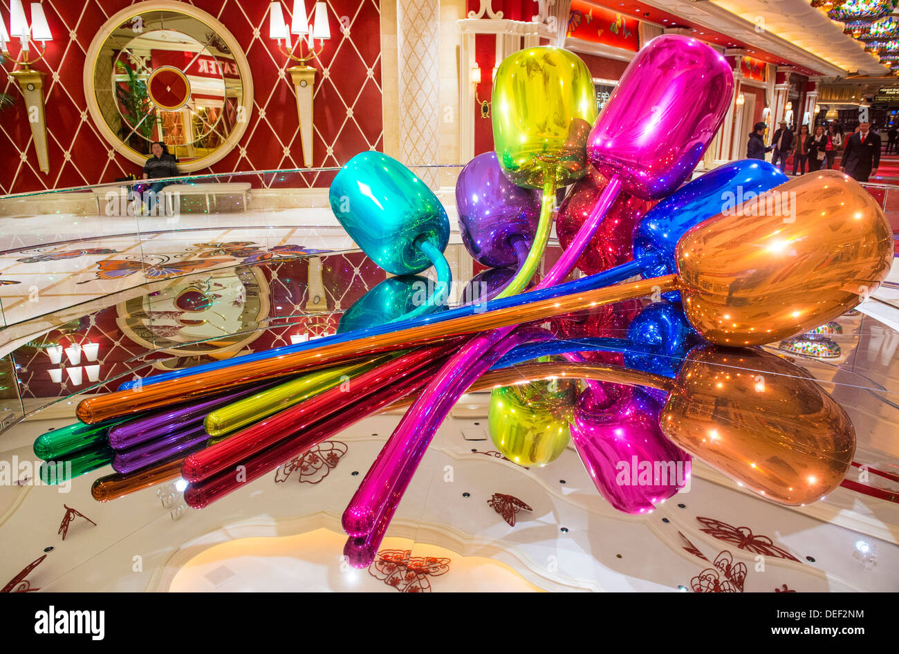 The Jeff Koons Tulips Sculpture display at the Wynn Hotel in Las Vegas Stock Photo