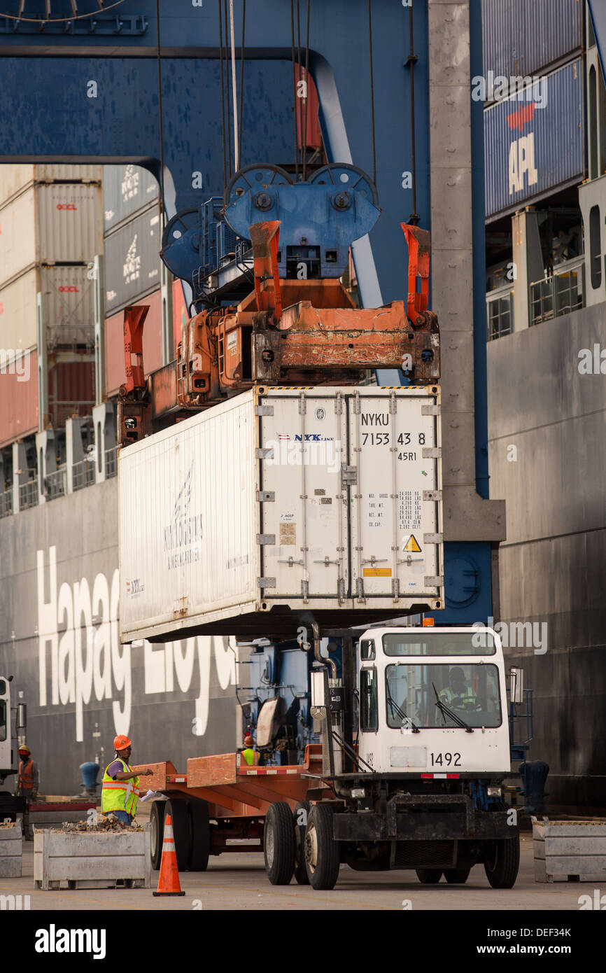 Workers unload three container ships at Charleston Ports Wando Welch ...