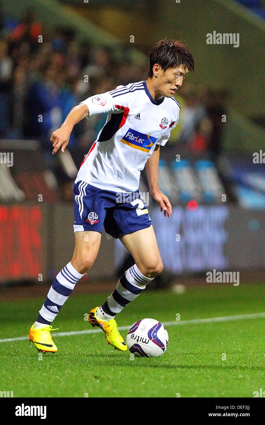 Bolton, UK. 17th Sep, 2013. Lee Chung-Yong of Bolton Wanderers in action  during the Championship game between Bolton Wanderers and Derby County from The Reebok Stadium. Credit:  Action Plus Sports Images/Alamy Live News Stock Photo