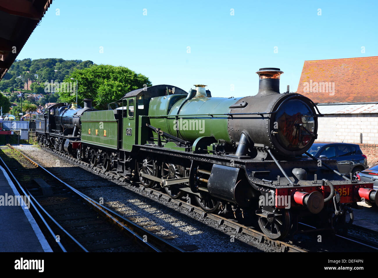 GWR Steam locomotives at West Somerset Railway, Minehead Station, Minehead, Somerset, England, United Kingdom Stock Photo