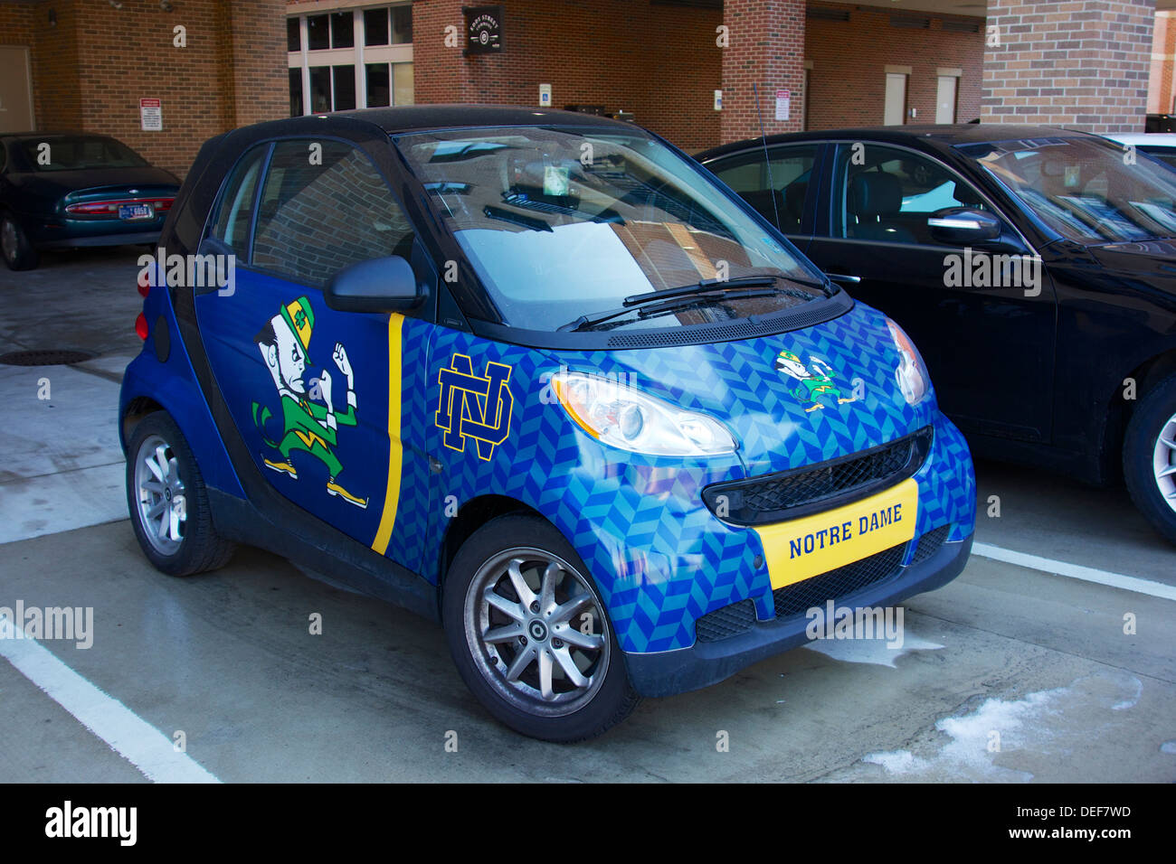 University of Notre Dame Smart Car. South Bend Indiana. Stock Photo