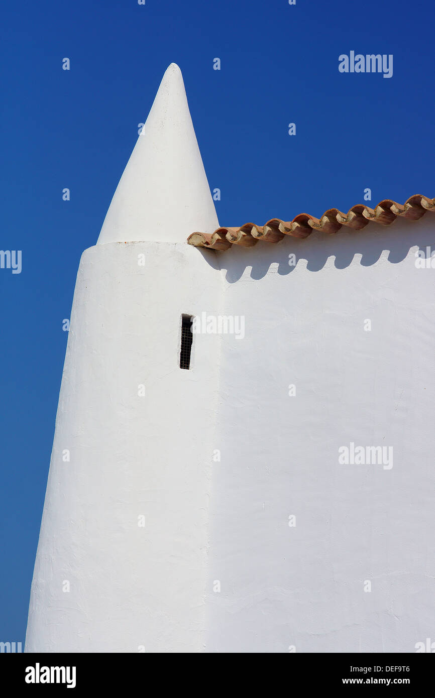 Minaret like turret Milreu Algarve Portugal white and blue simple Stock Photo