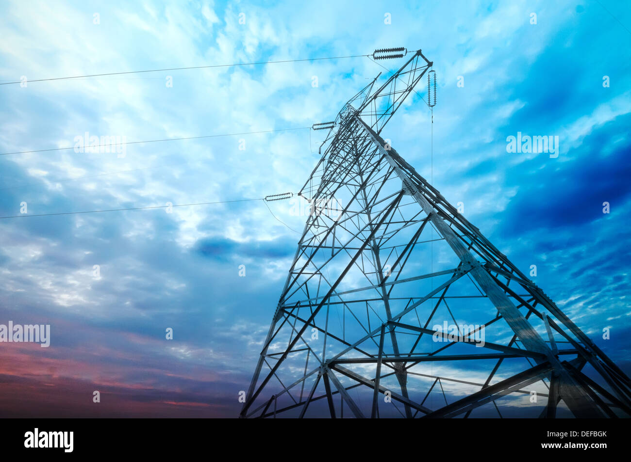 high voltage post.High-voltage tower sky background Stock Photo - Alamy