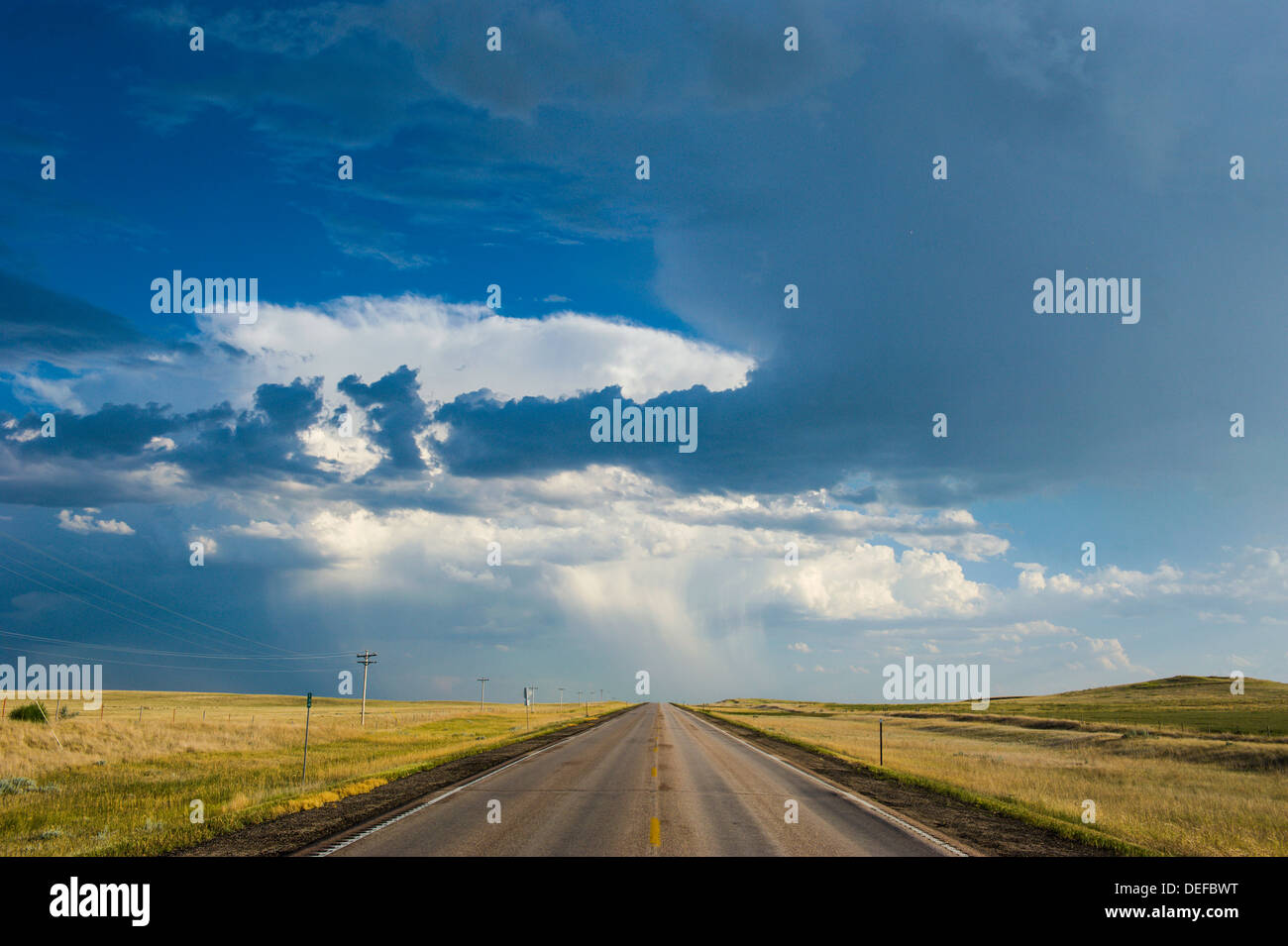 Dramatic clouds over the countryside of Wyoming, United States of America, North America Stock Photo