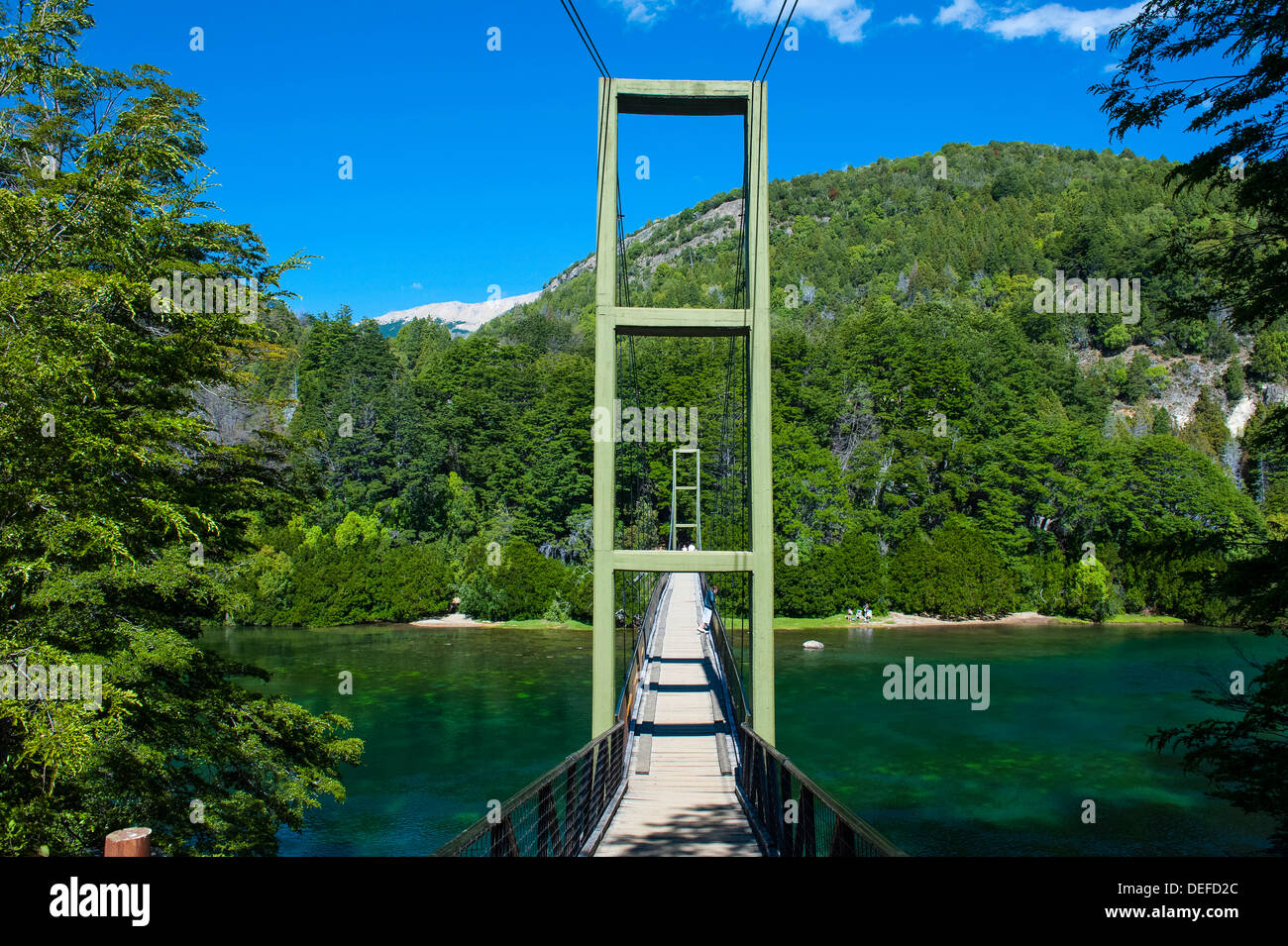 Hanging bridge in the Los Alerces National Park, Chubut, Patagonia, Argentina, South America Stock Photo