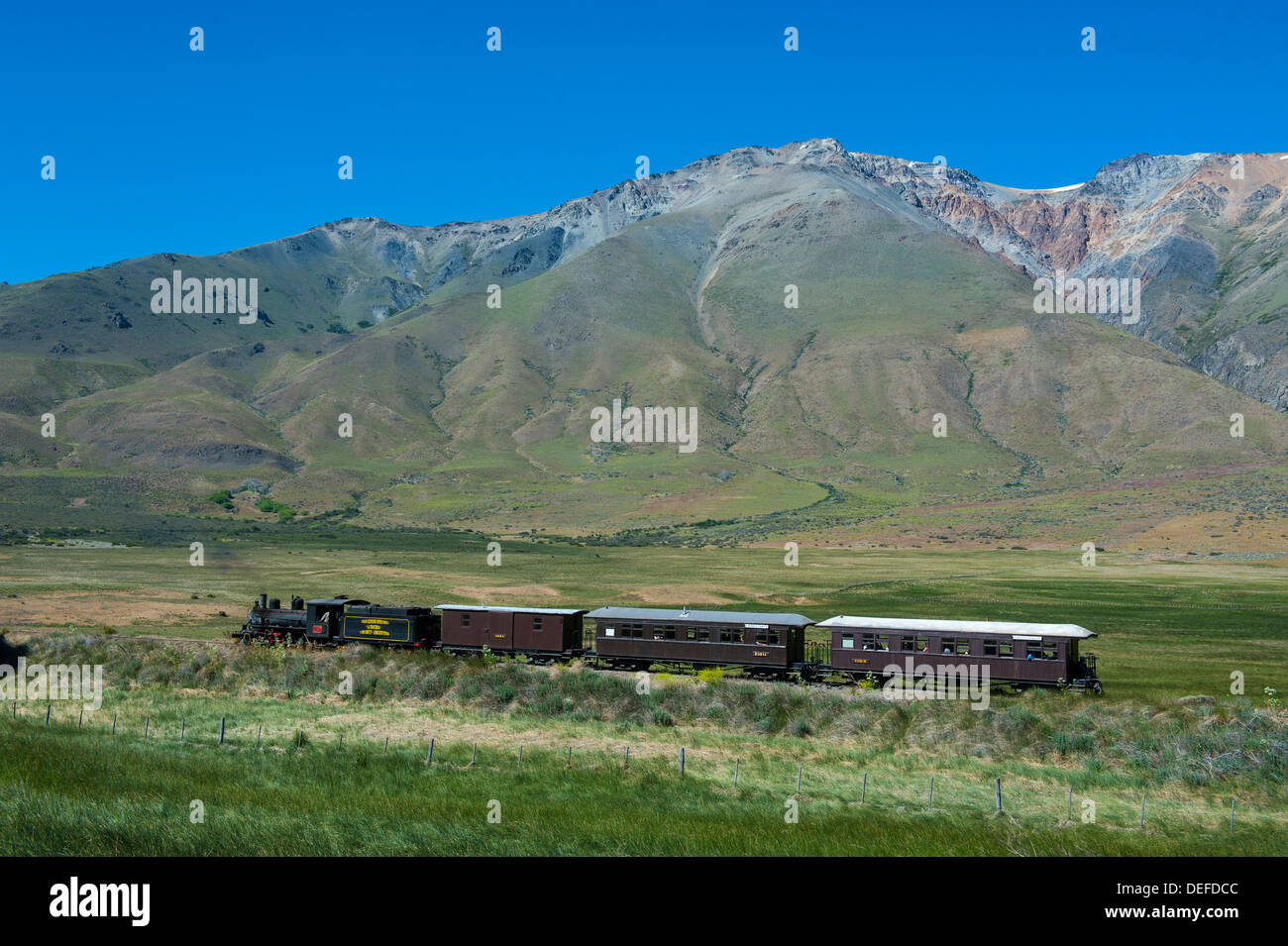 La Trochita, the Old Patagonian Express between Esquel and El Maiten in Chubut Province, Patagonia, Argentina, South America Stock Photo