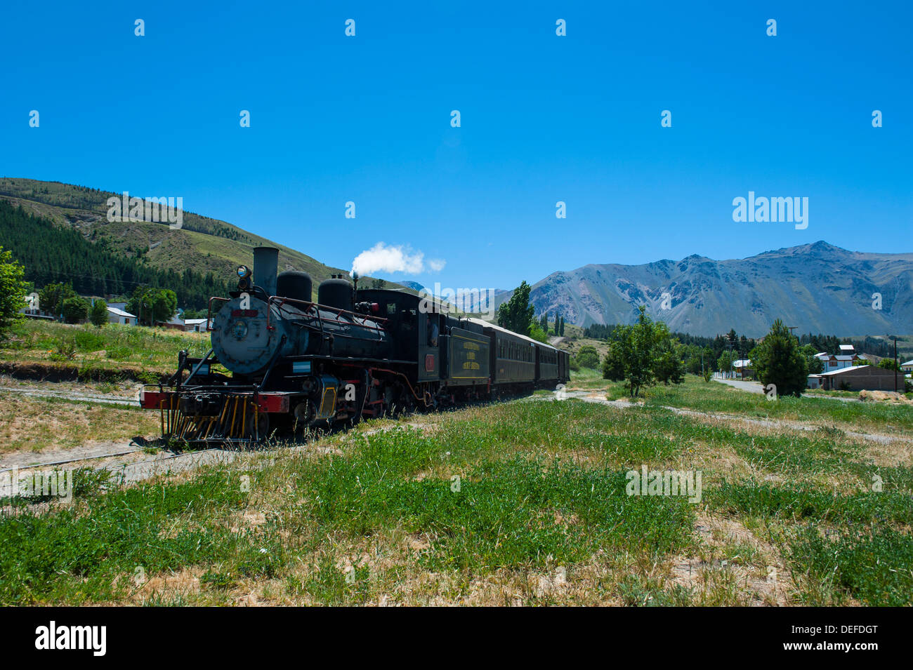 La Trochita, the Old Patagonian Express between Esquel and El Maiten in Chubut Province, Patagonia, Argentina, South America Stock Photo