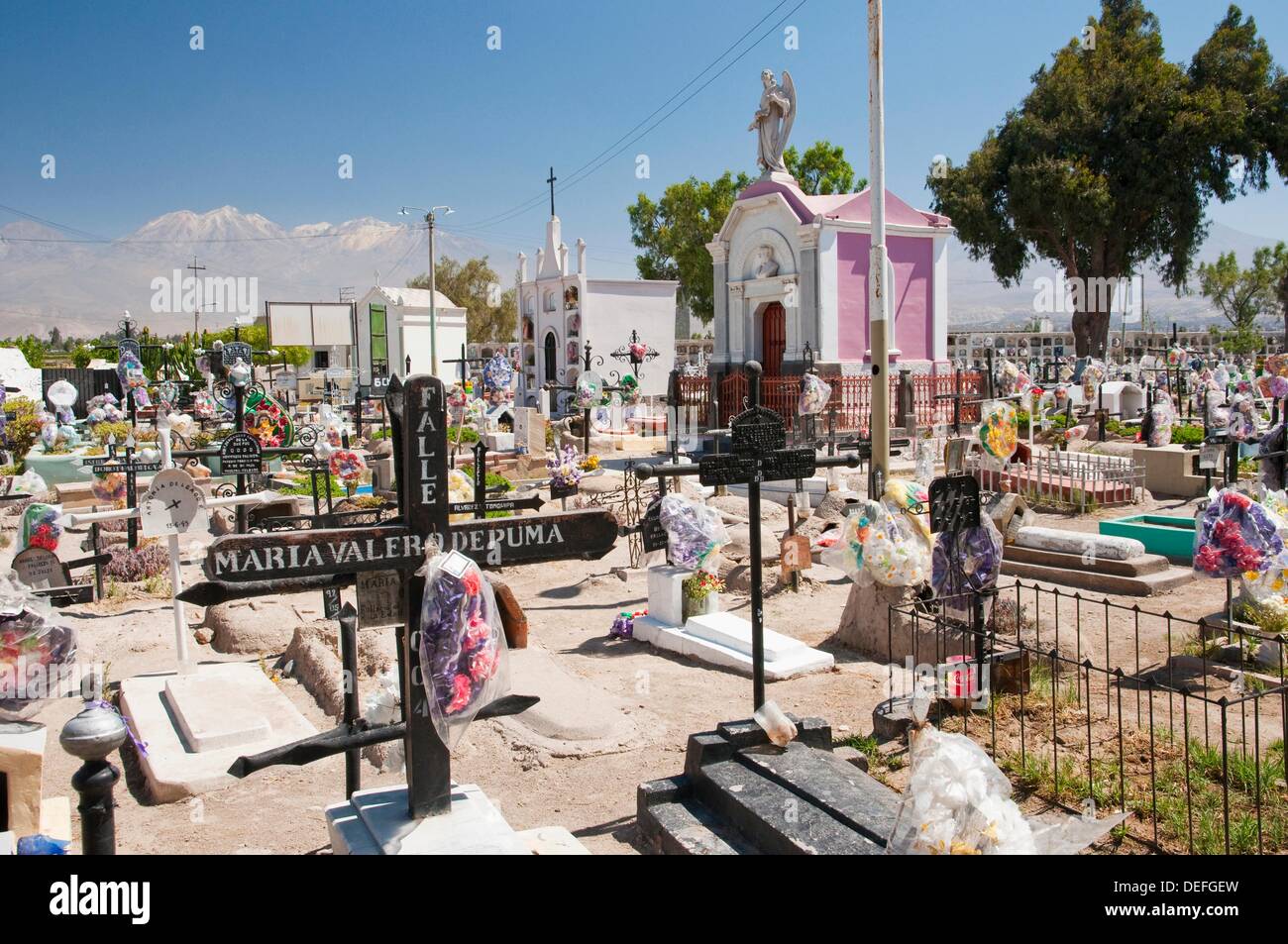 A large cemetery with above ground vaults in Arequipa, Peru Stock Photo