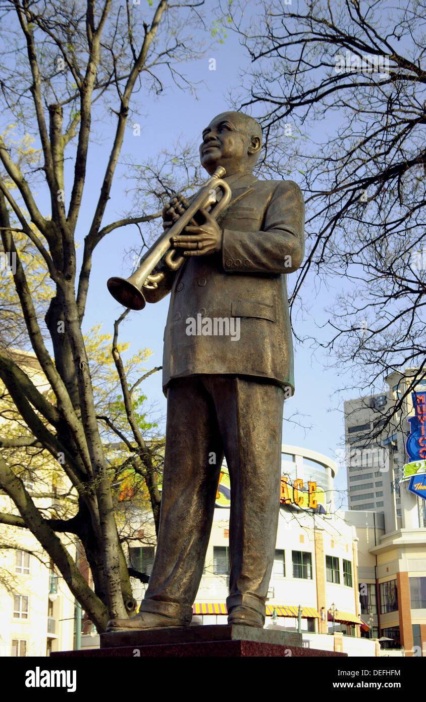 A bronze statue of W.C. Handy on Beale Street in Memphis, Tennessee