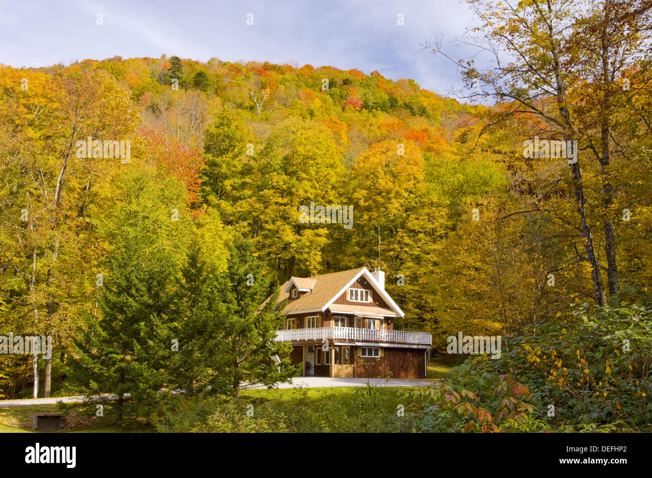 The hillsides of rural Vermont ablaze with fall foliage color Stock Photo