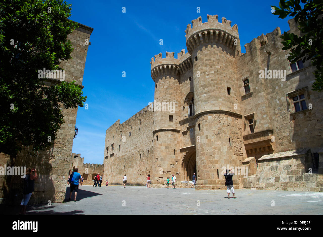 Fortress and Palace of the Grand Masters, UNESCO World Heritage Site, Rhodes City, Rhodes, Dodecanese, Greek Islands, Greece Stock Photo